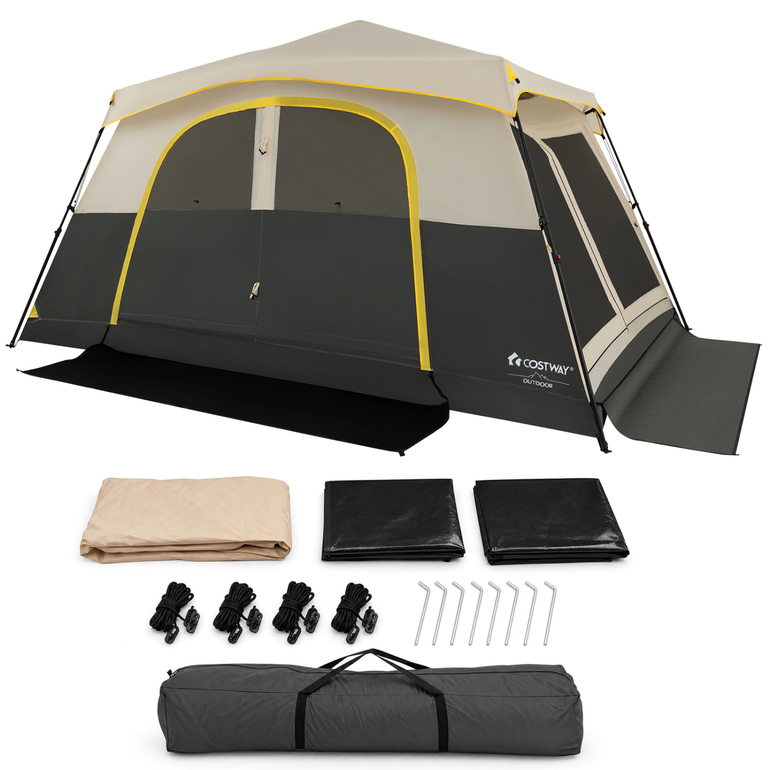 LJG 10 Person Instant Cabin Camping Tent with Rainfly 13 ft x 9 Portable Large Family