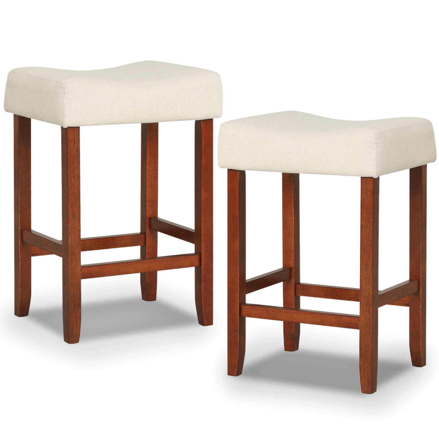 Hivvago Set Of 2 24 Inch Bar Stool With Curved Seat Cushions