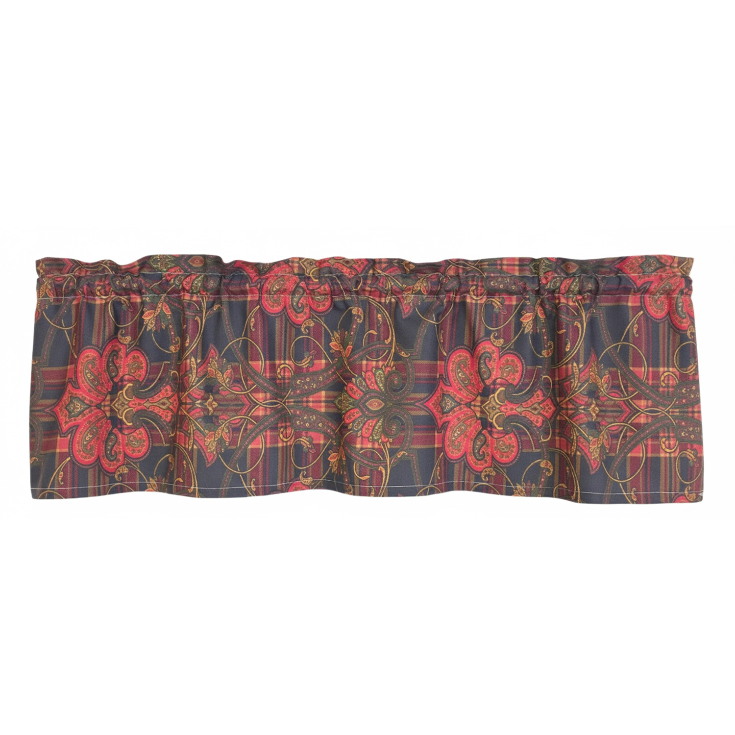 RLF Home 100% Cotton High Quality Espadas Tailored Window Valance with 1.5" Rod Pocket 50" W X 12" L Burgundy