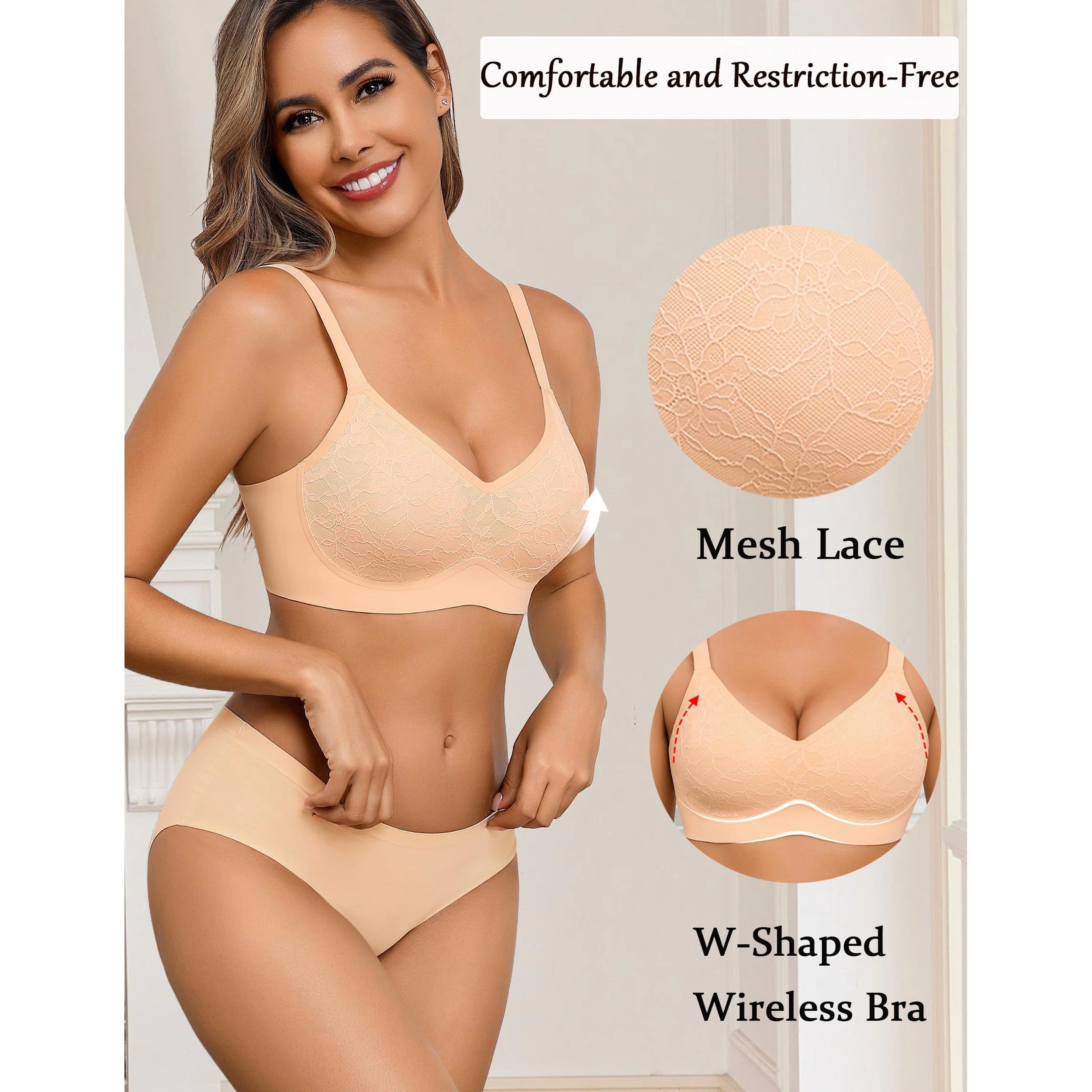 Avidlove Women's Lace Wireless Padded Bra