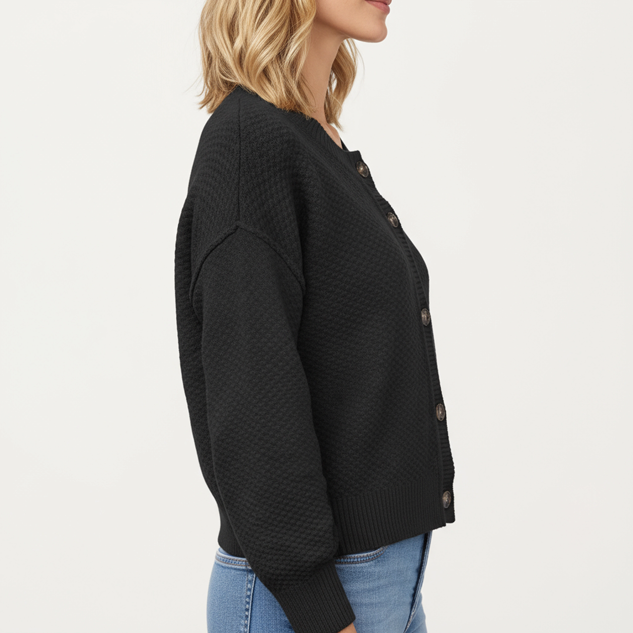 Anna-Kaci Women's Button Front Knit Fashion Cardigan with Long Sleeves and Ribbed Cuffs