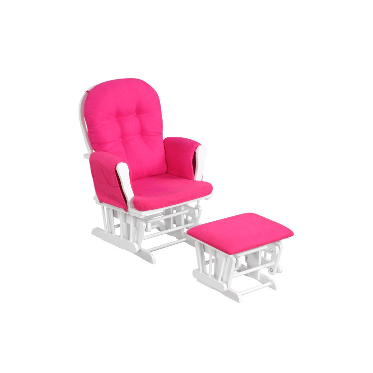 Hivvago Wood Glider And Ottoman Set With Padded Armrests Detachable Cushion