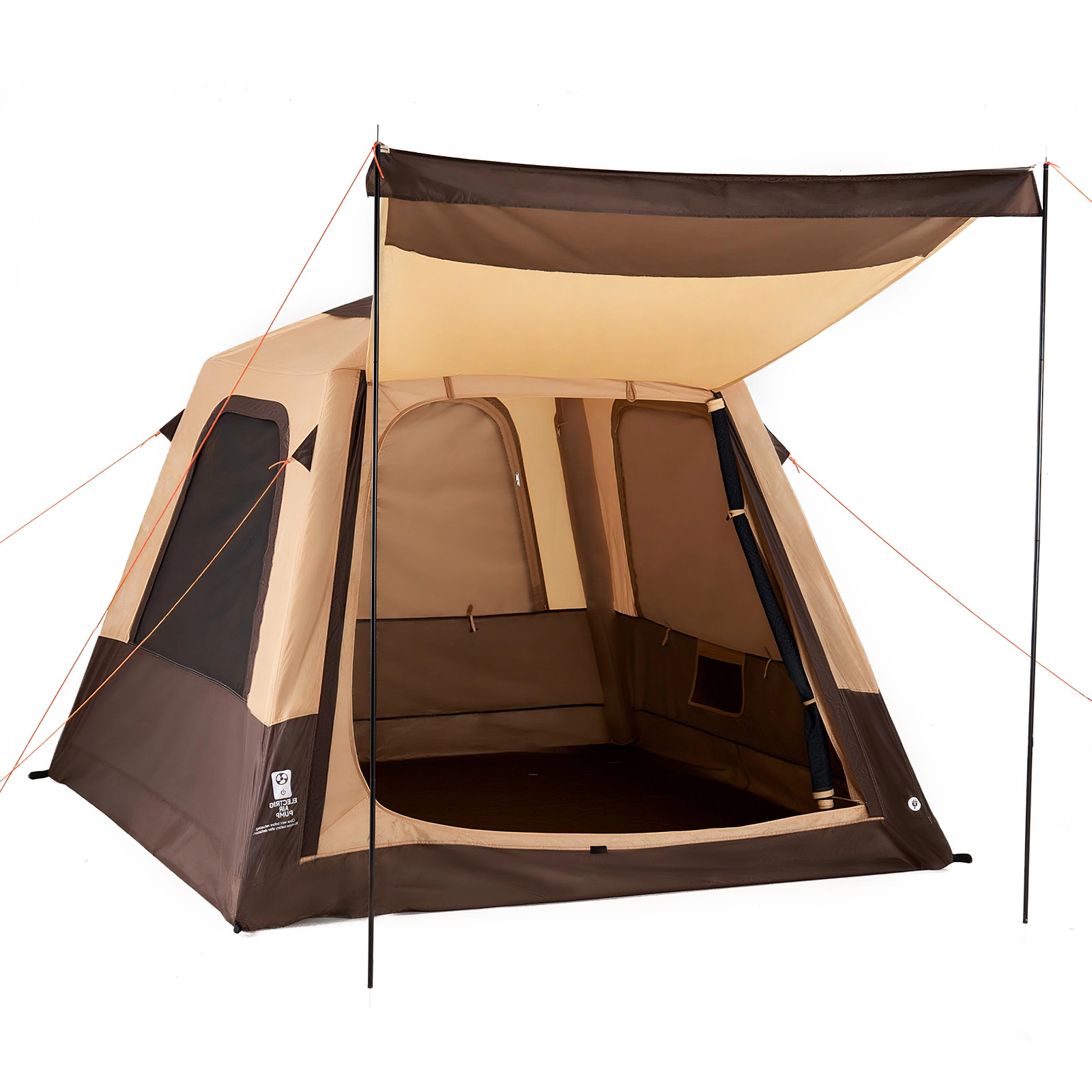 HONGGE Camping Tent 4 Person Inflatable Cabin Tent with Rechargeable Pump TPU Air Tube & 5 Large Mesh Windows Portable