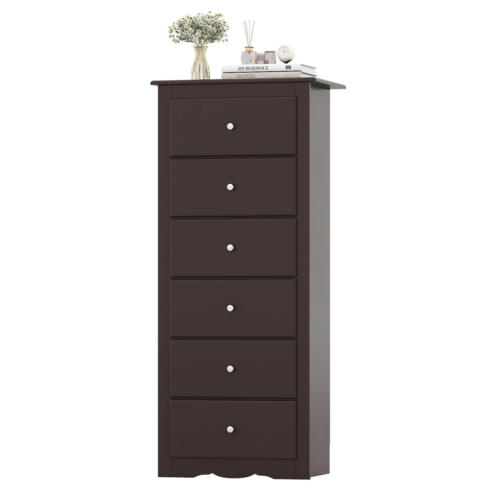 SUGIFT Bedroom Clothes Storage 6-Drawer Tall Chest Dresser