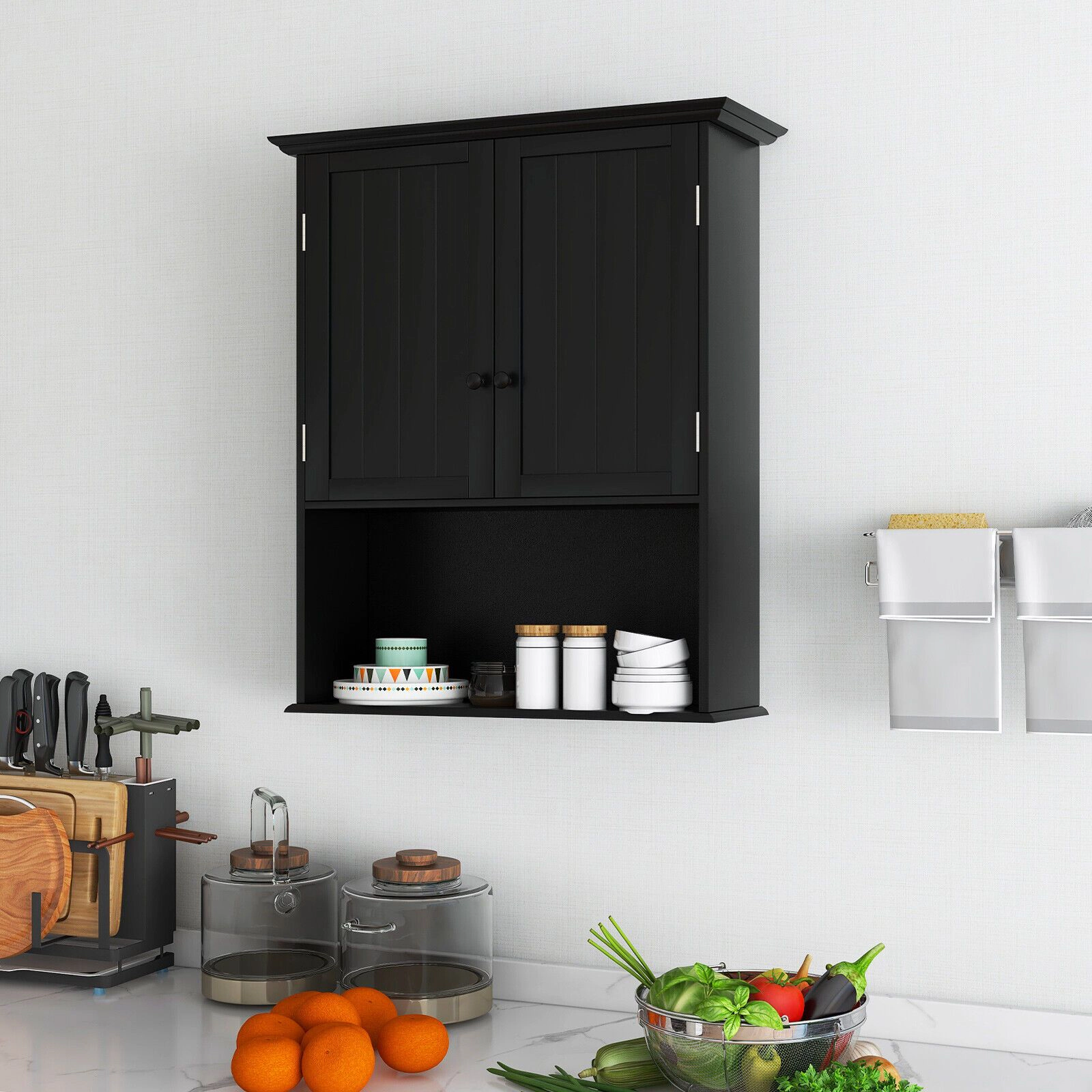 SlickBlue Freestanding Bathroom Cabinet with MDF Storage Shelves