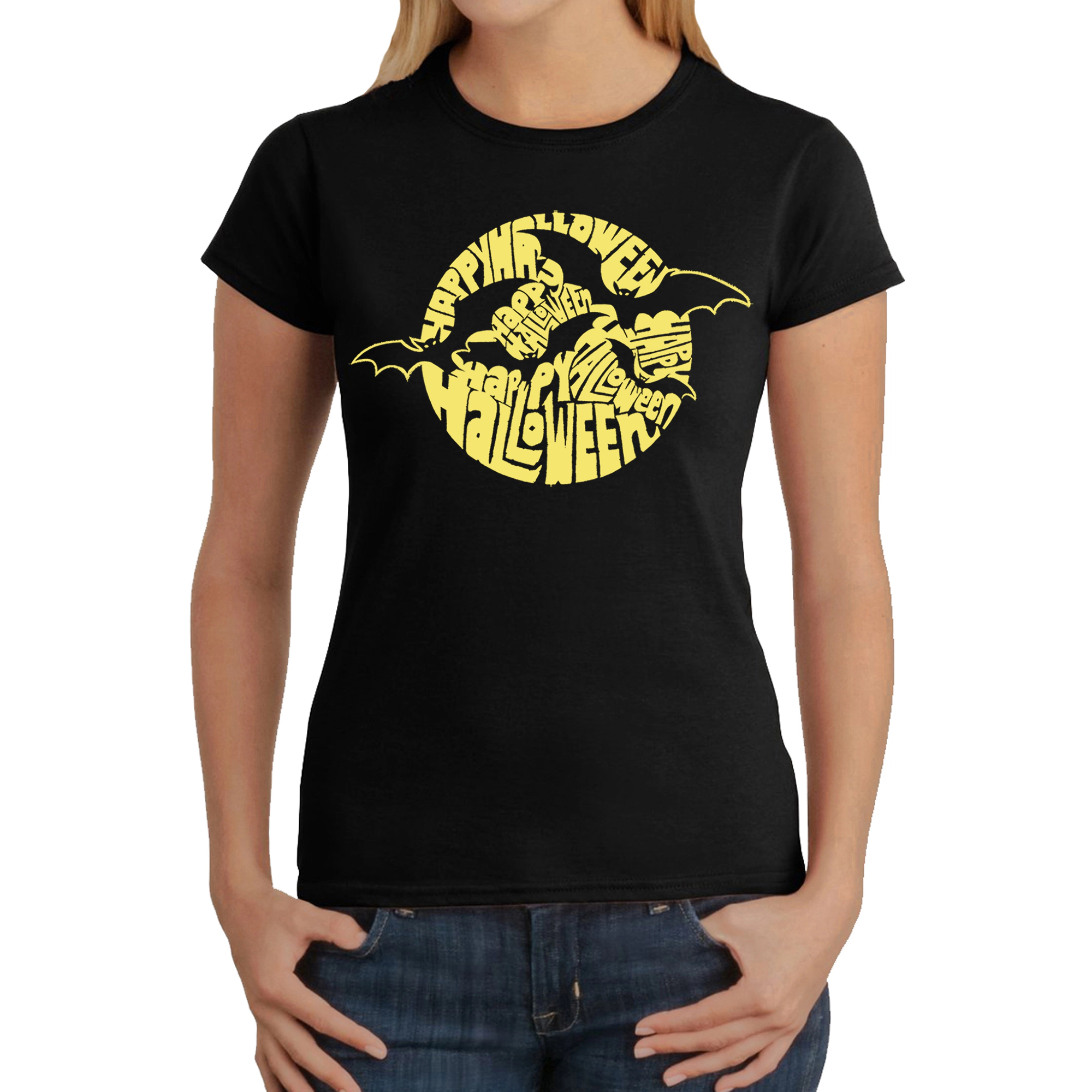 LA Pop Art Women's Word T-Shirt  Halloween Bats