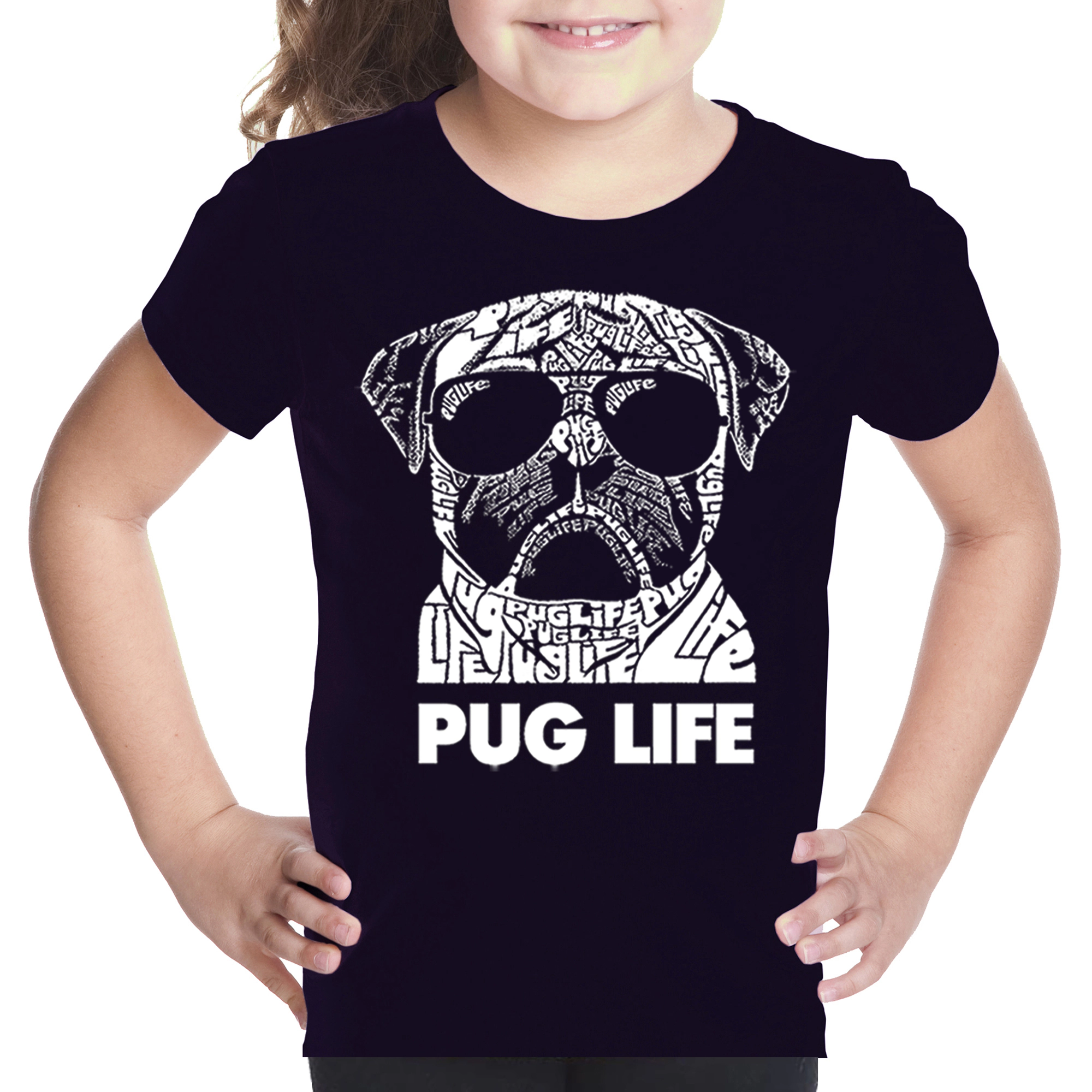 LA Pop Art Girls Word T-Shirt - Pug Life