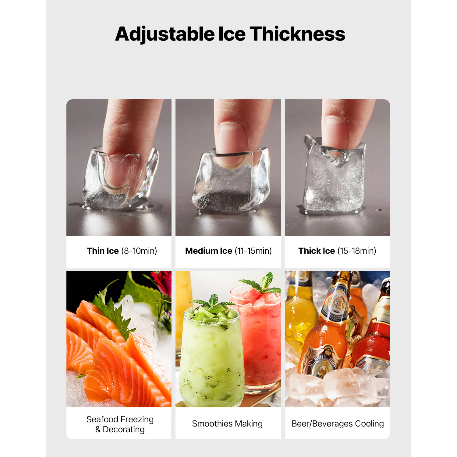 HONGGE Commercial Ice Maker Machine - Head /Day Stainless Steel Ice Machine with Scheduled Ice-Making Self-Cleaning