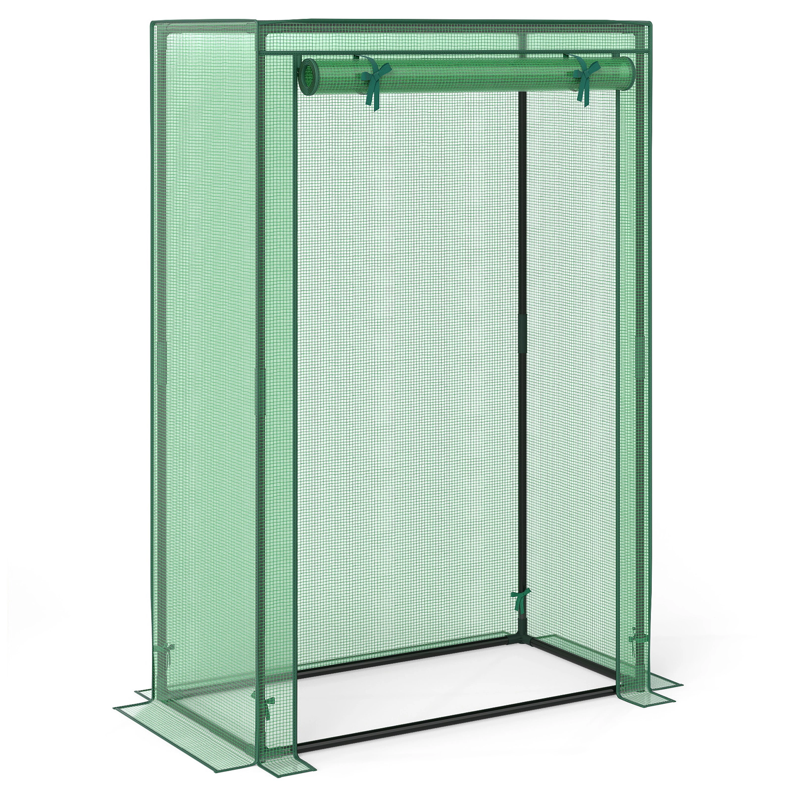 SUGIFT Portable Mini Greenhouse with PE Grid Cover and Roll-Up Zippered Door 59-in Tall Green/White