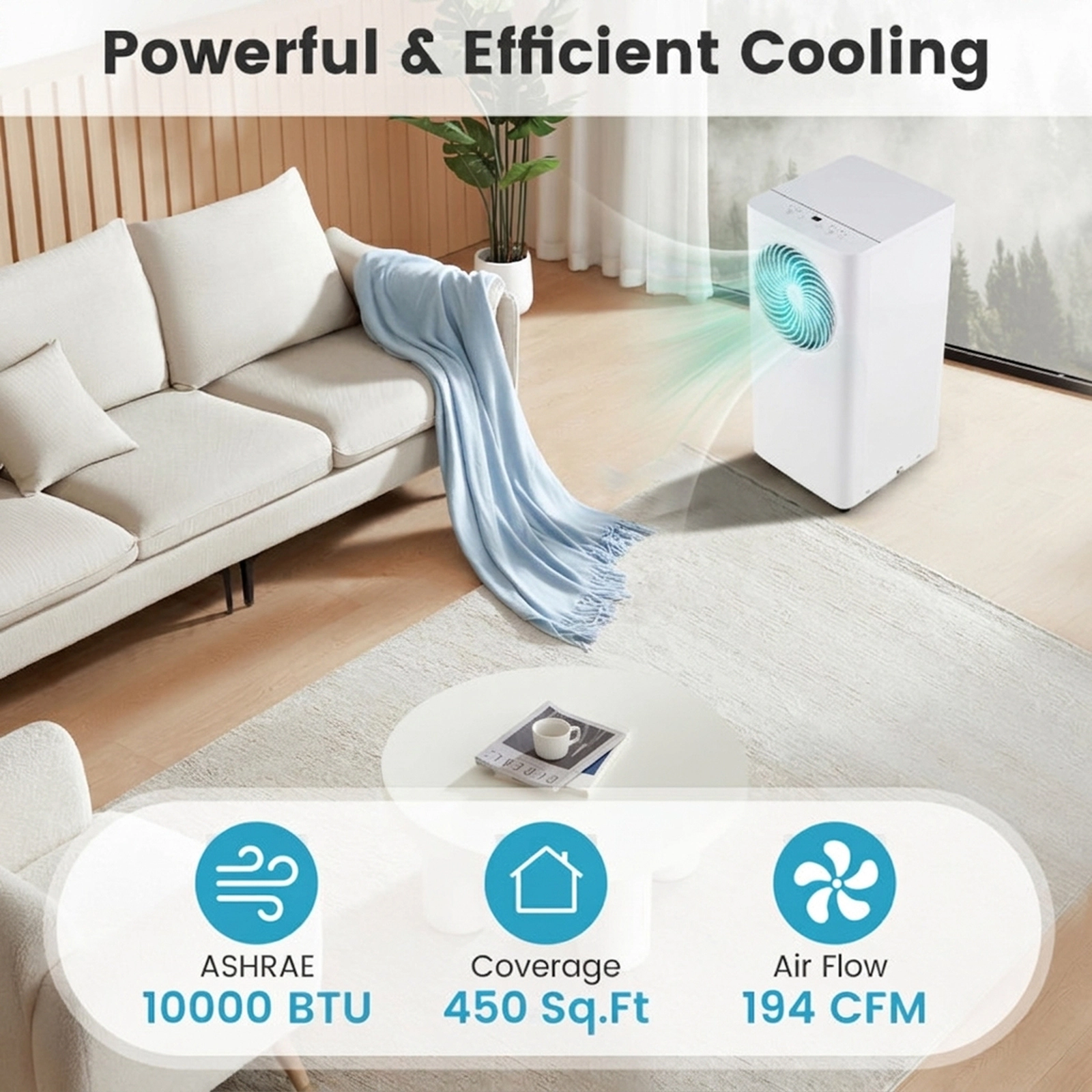 SUGIFT 3-in-1 Portable Air Conditioner and Dehumidifier 8200/10000 BTU Stand Up AC Unit Coverage up to 450 sq ft White