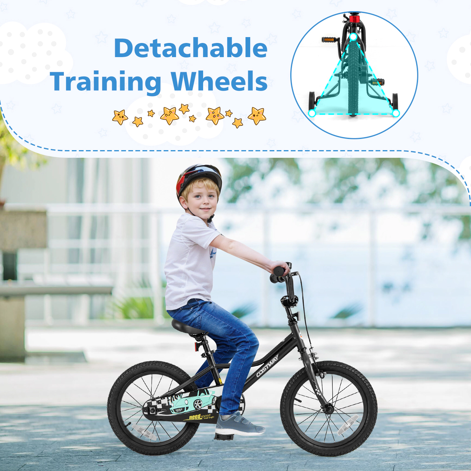 LJG Kids Bike Adjustable with Low-Step Frame
