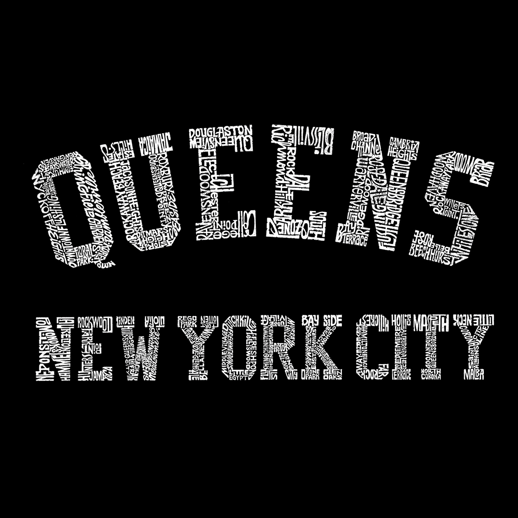 LA Pop Art Men's Queens NY Neighborhoods Word T-Shirt
