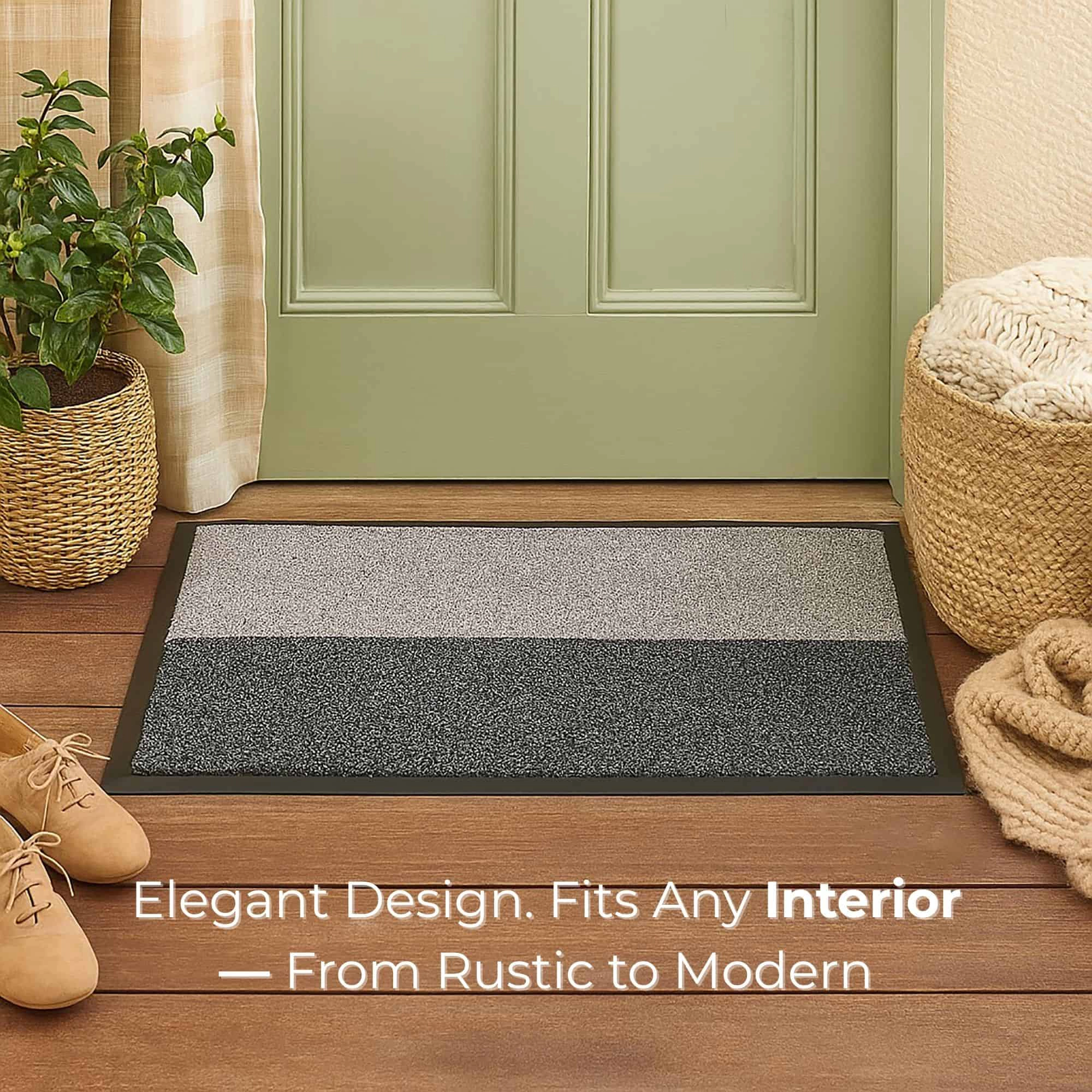 Evideco French Home Goods Gray and Black Magic Polypropylene Doormat 27.5 x 19.75 Inches