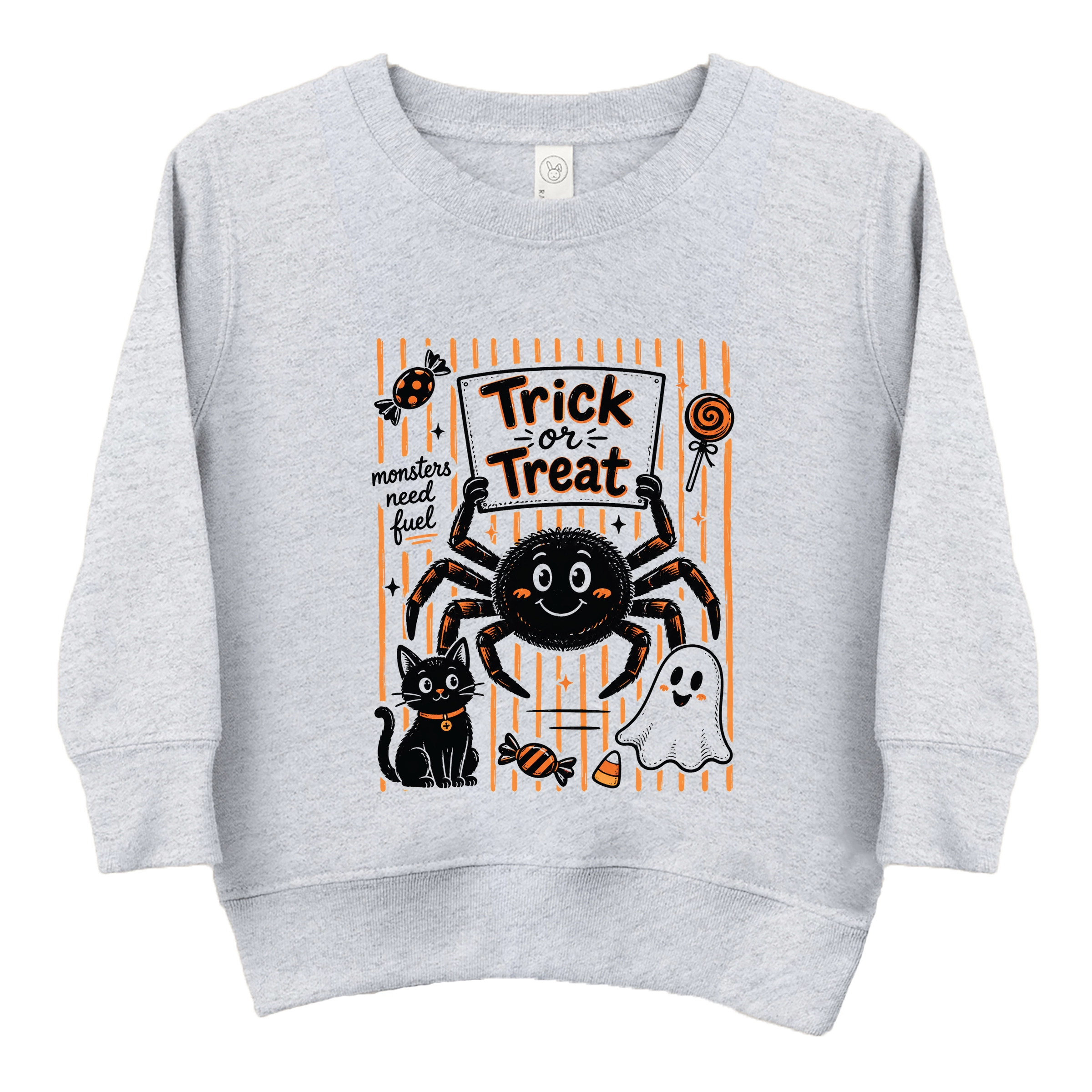 The Juniper Shop - Toddler Graphic Sweatshirt Trick or Treat Spider Stripes