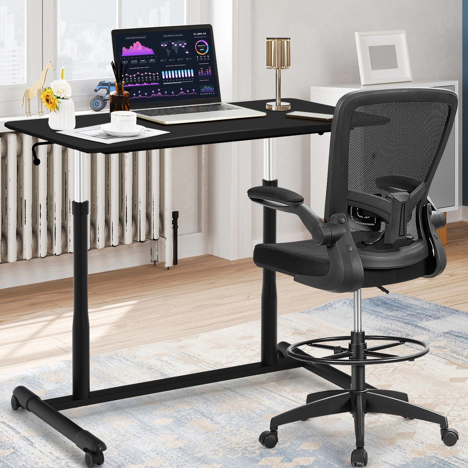 SlickBlue Adjustable Standing Laptop Desk with Rolling Casters