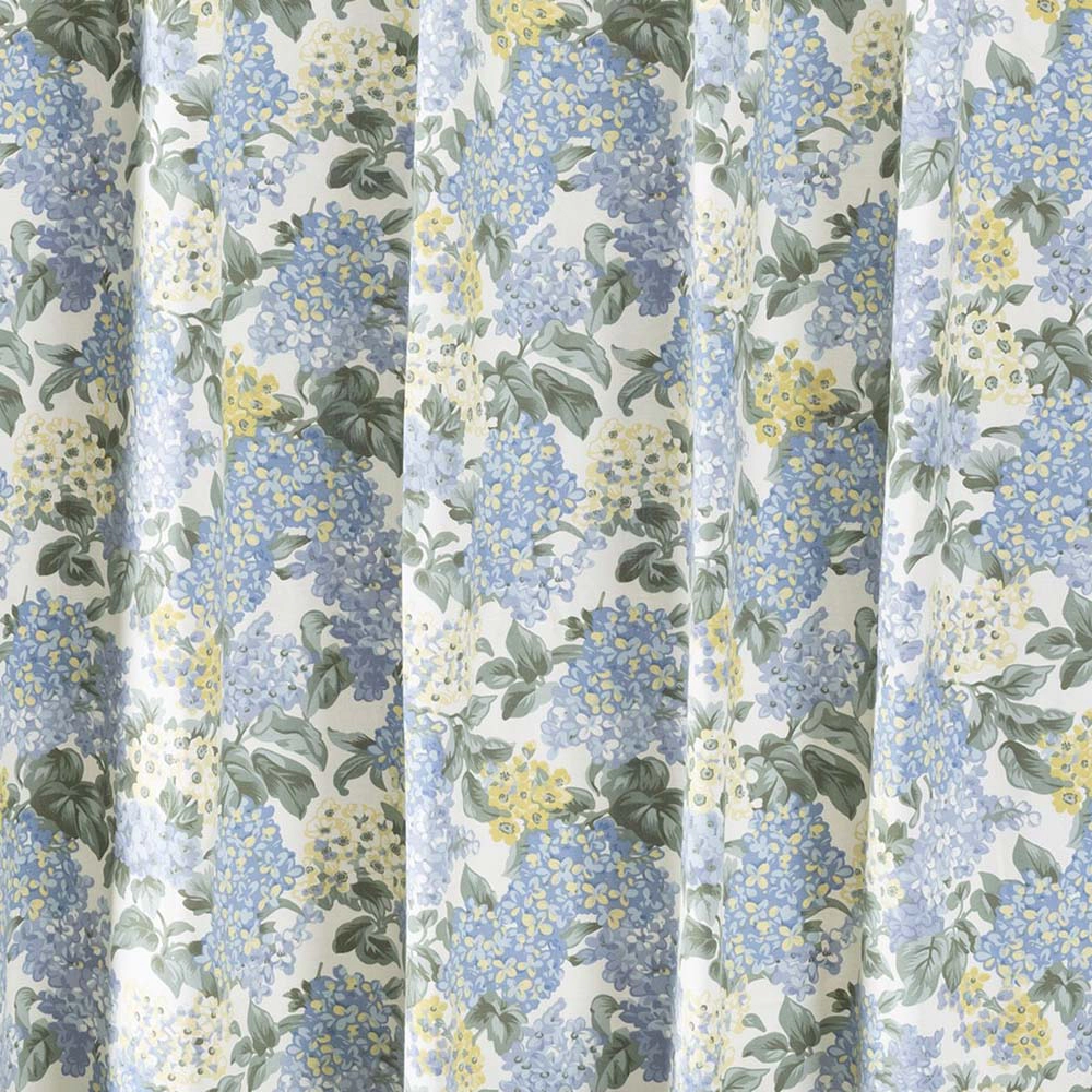 Ellis Hydrangea Classic Pattern Printed High Quality Piped Edge Button Holes Shower Curtain 72x72 Blue