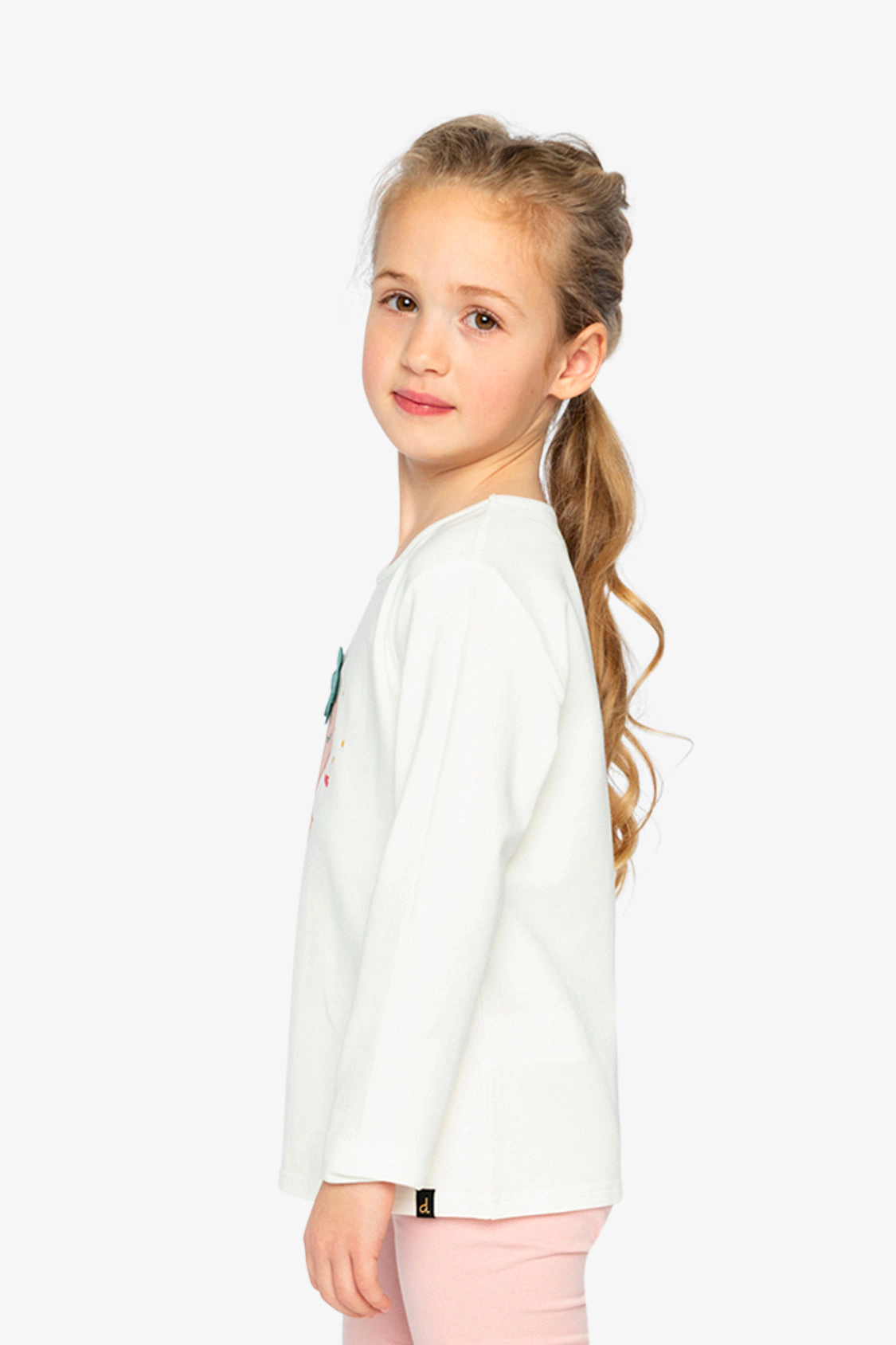 Deux par Girls Textured Strawberry Organic Cotton Long Sleeve T-Shirt