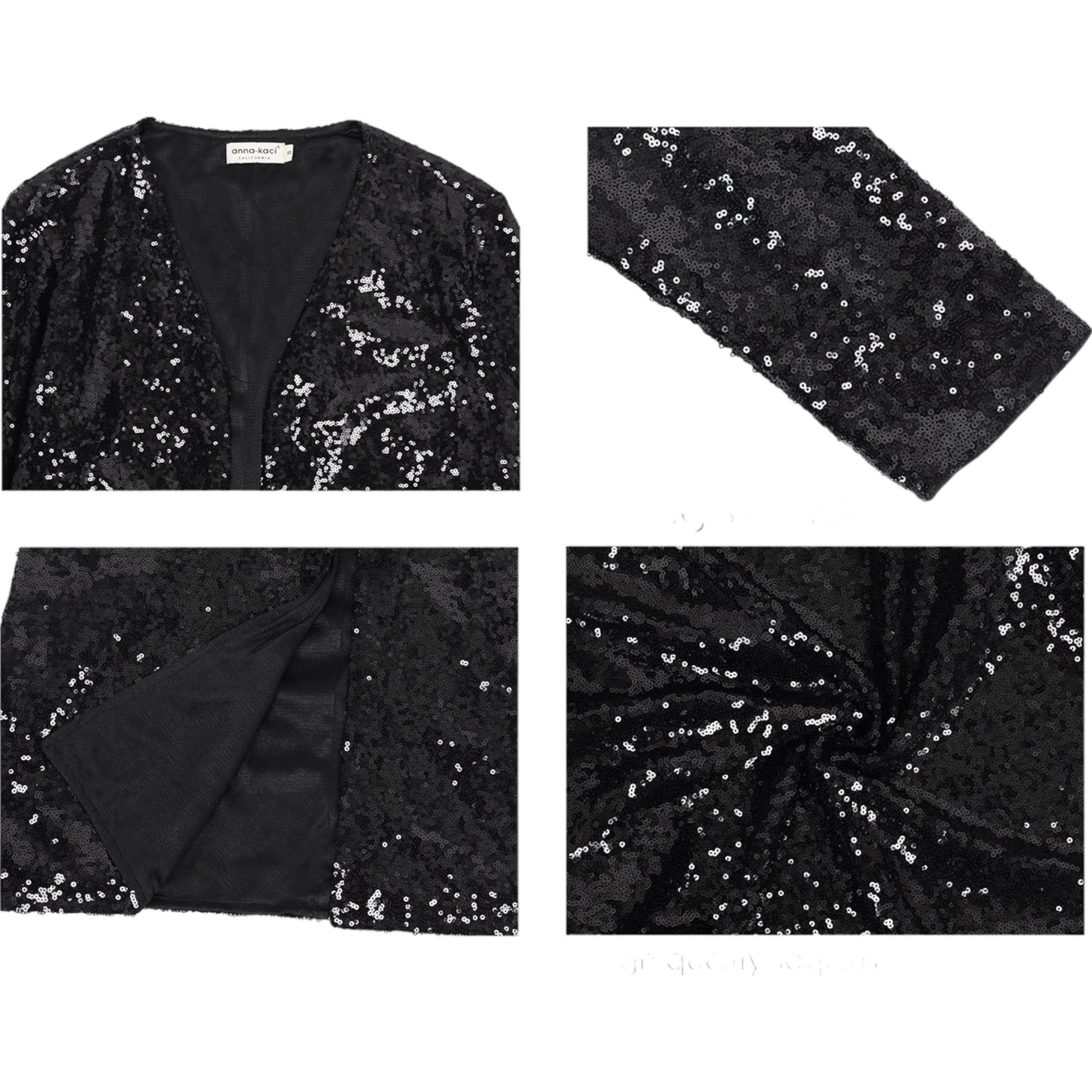 Anna-Kaci Women's Sequin Jacket Open Front Blazer
