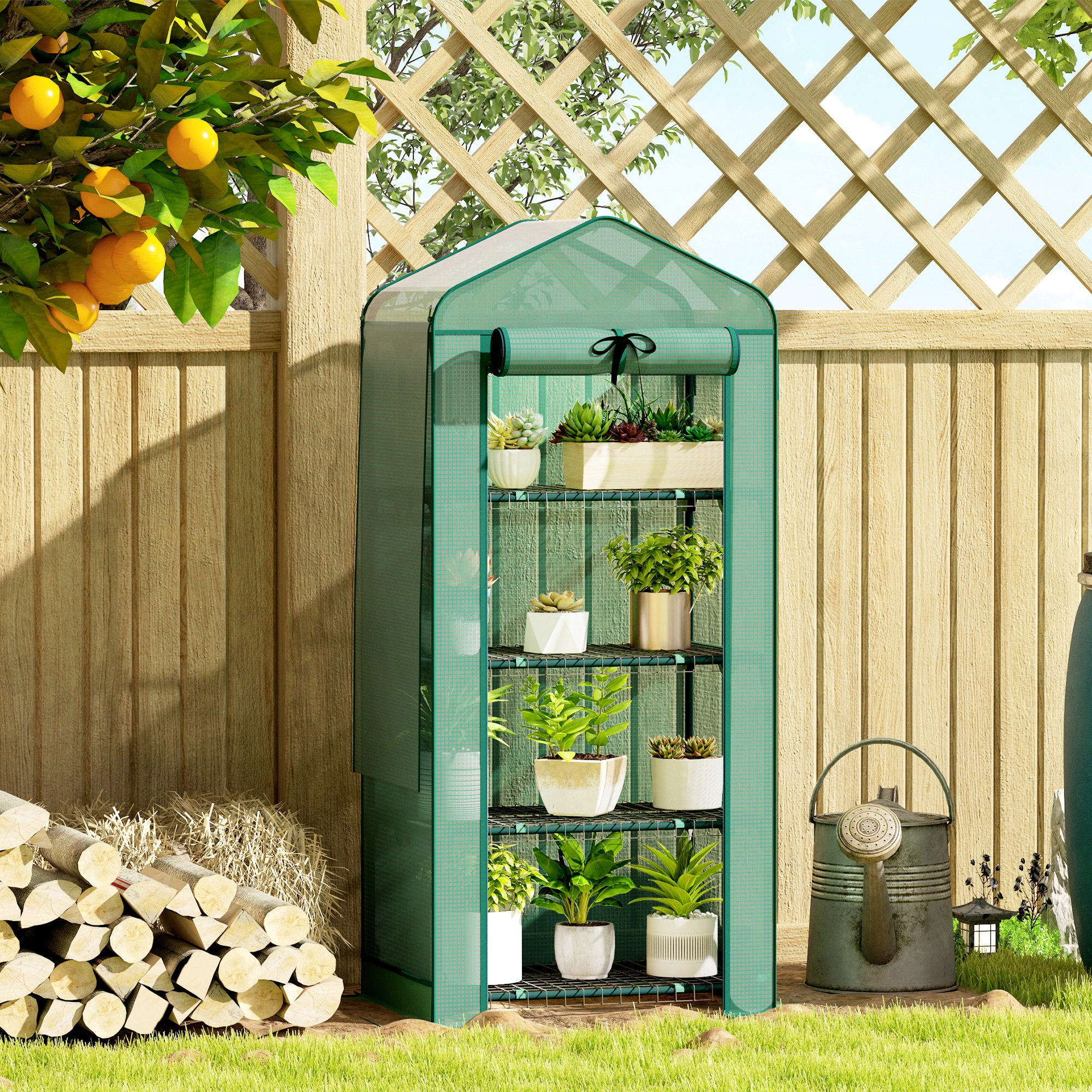 HONGGE Mini Greenhouse with Screen Roof, Portable Small High Strength PE Cover