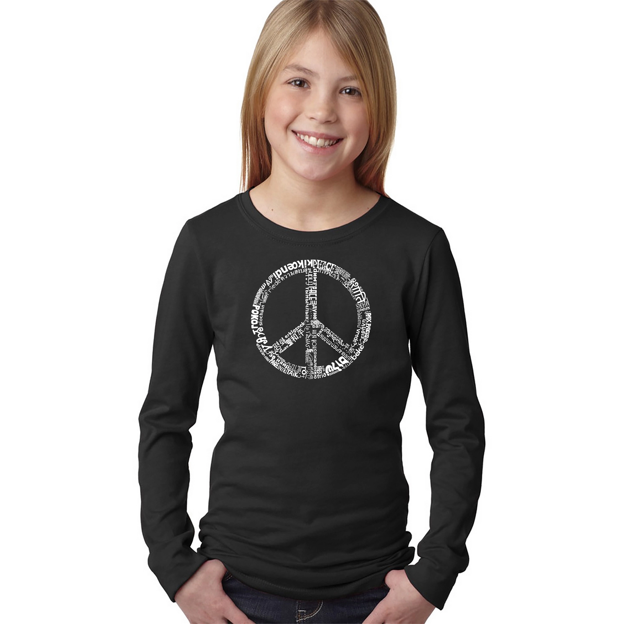 LA Pop Art Girls Long Sleeve Word T-Shirt
