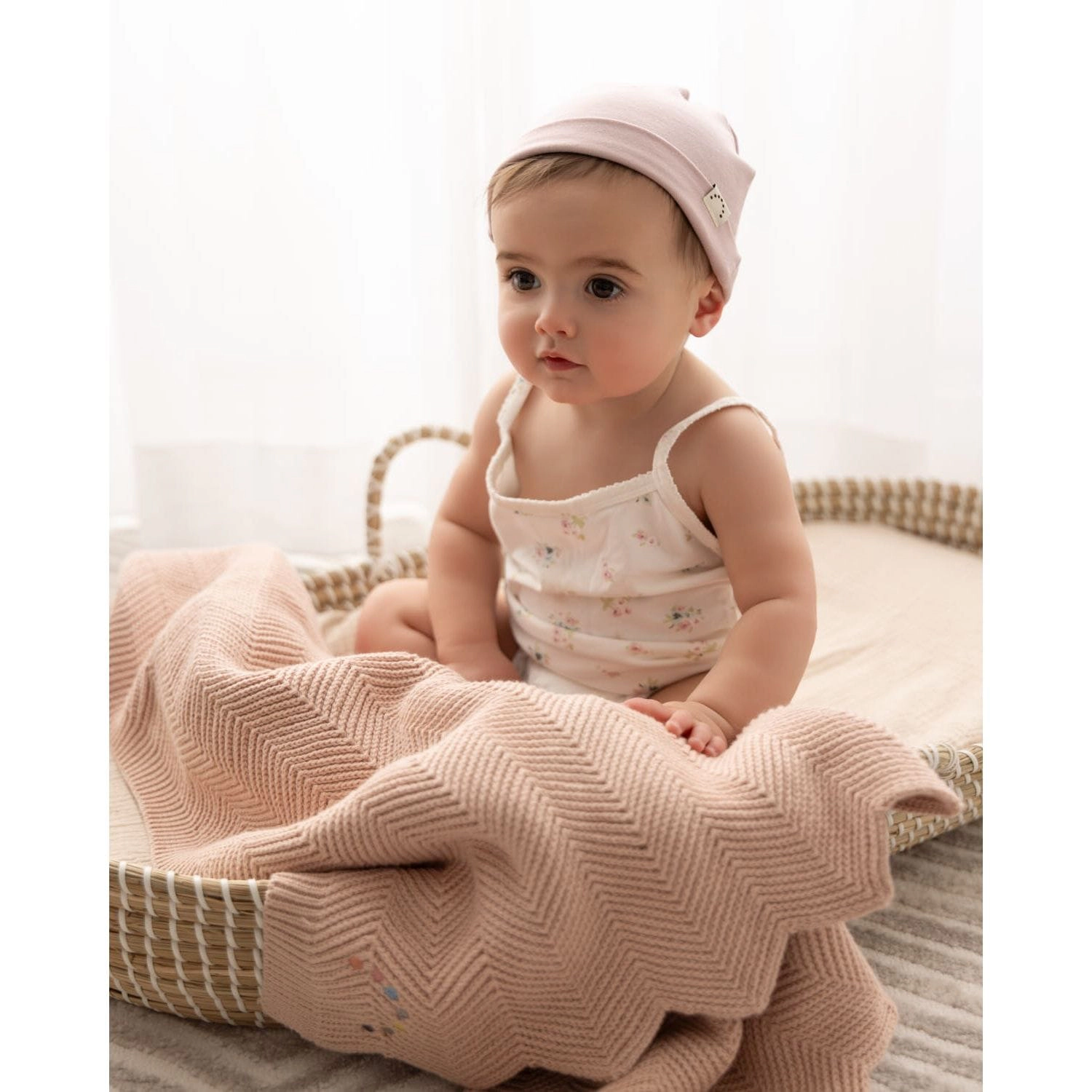 Memoi Infant Girl 100% Pure Cotton Beanie