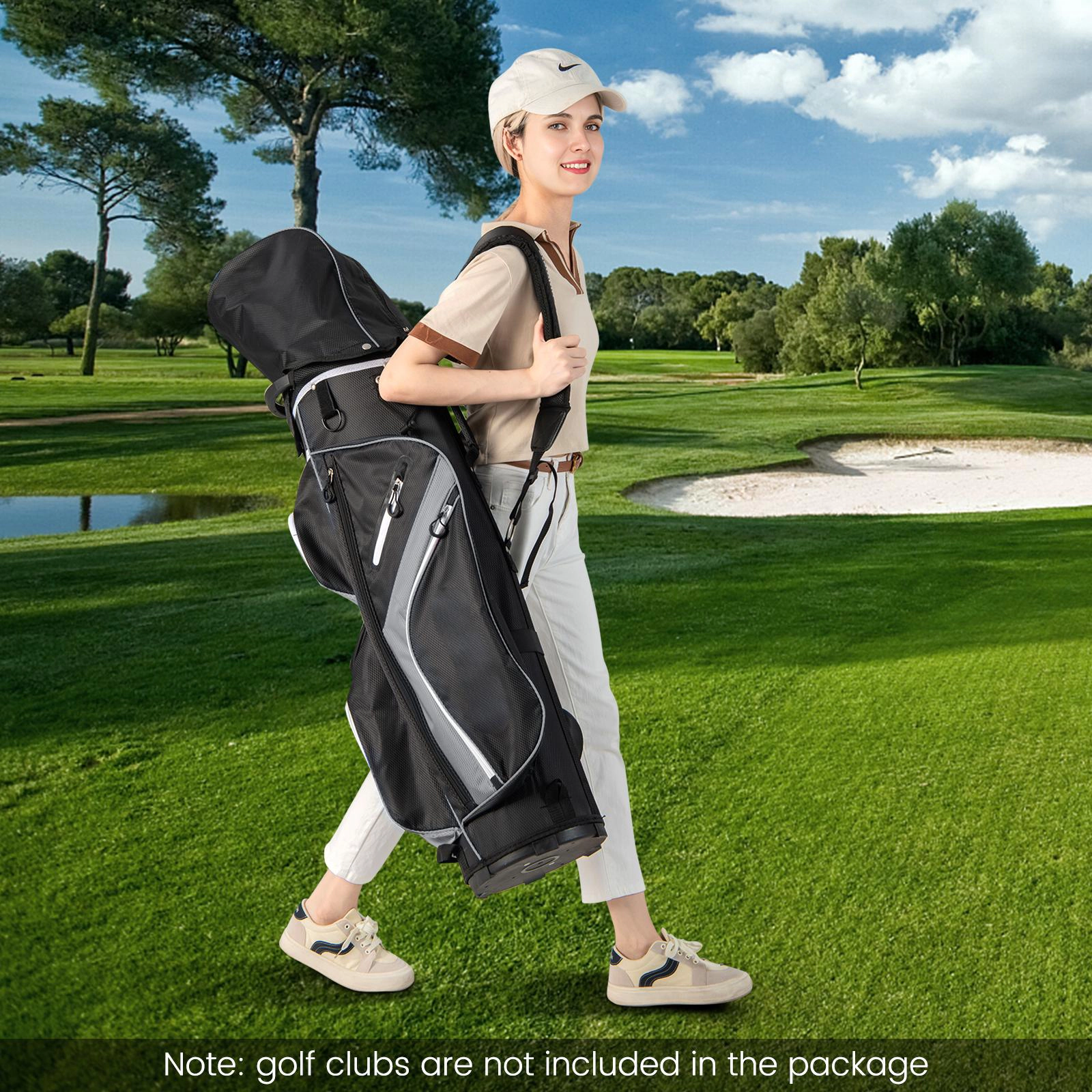 SUGIFT 14-Way Top Divider Golf Cart Bag with 9-in Base Diameter and Rain Hood 4.5-lb Net Weight Blue/Gray/Red