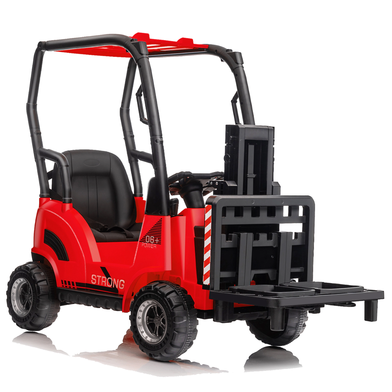12V Kids Ride On Forklift Car w/Tent, Electric Toy w/Remote,Liftable Fork & Pallet,2 Speeds,Music,USB Low-Power Alarm