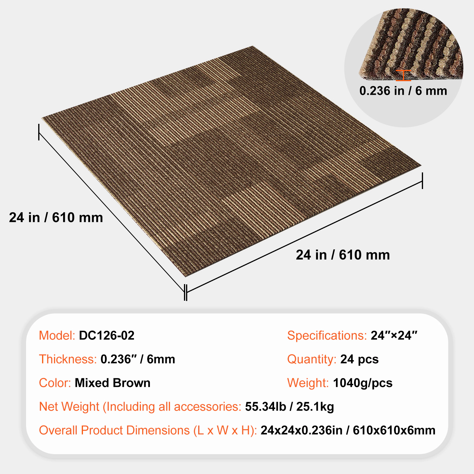 HONGGE Carpet Tiles Reusable Carpet Squares With Padding Attached Soft Padded Carpet Tiles Easy Install DIY for Bedroom