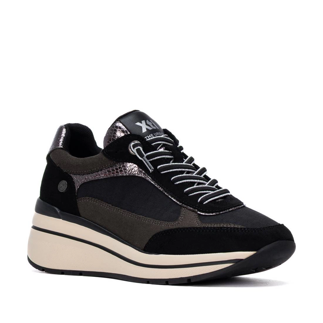 XTI Women's Casual Suede Wedge Sneakers