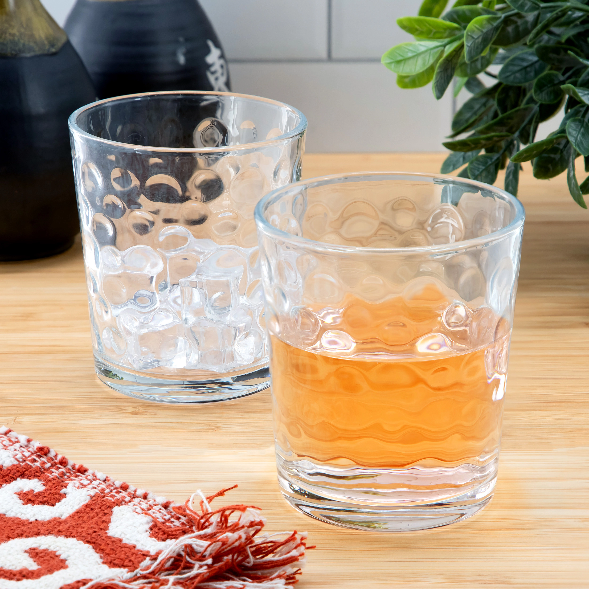 Gibson Home Bubbles Pattern 12 Piece 13.5 Ounce Embossed Glass Double Old Fashion Set