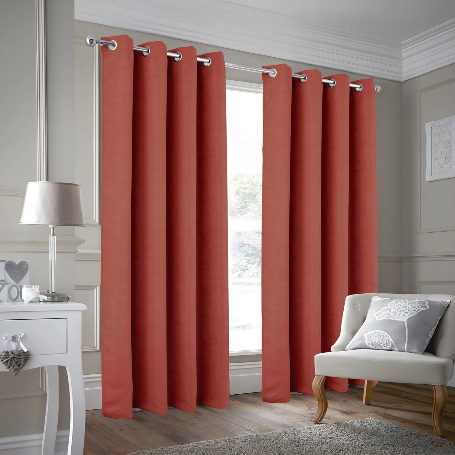 Olivia Gray 100% Polyester 190 GSM Justice Reversible Blackout Grommet Curtain Panel 54" x 90" Spice