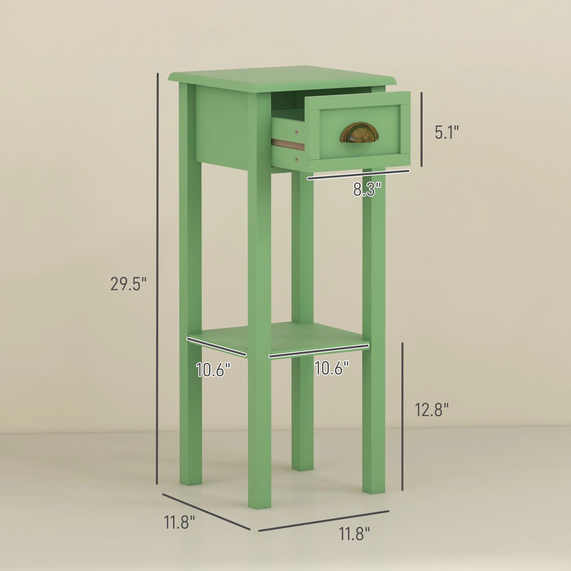 HONGGE 2-Tier Side Table with Drawer and Shelf, End for Living Room Hallway