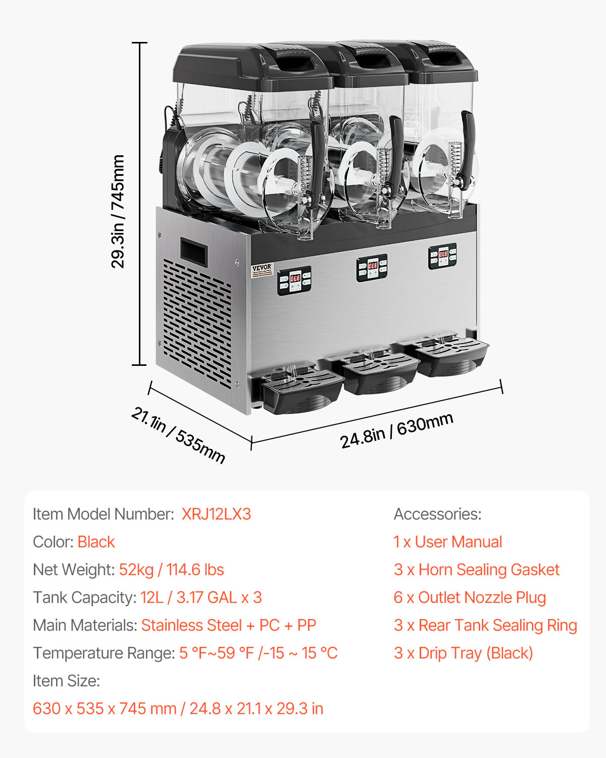 HONGGE Commercial Slushy Machine, Frozen Drink Stainless Steel Margarita Smoothie Maker