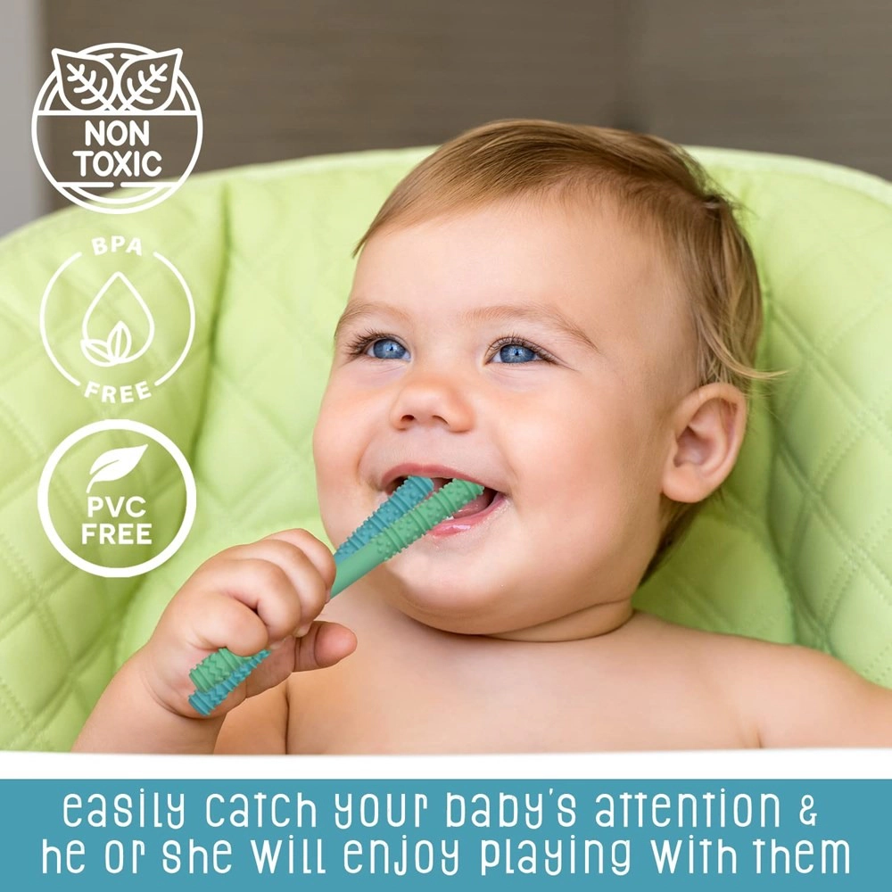 Sperric Baby Hollow Teething Tubes, Soft Silicone Teether Sticks for Infant BPA Free Straws w/ Cleaning Brushes