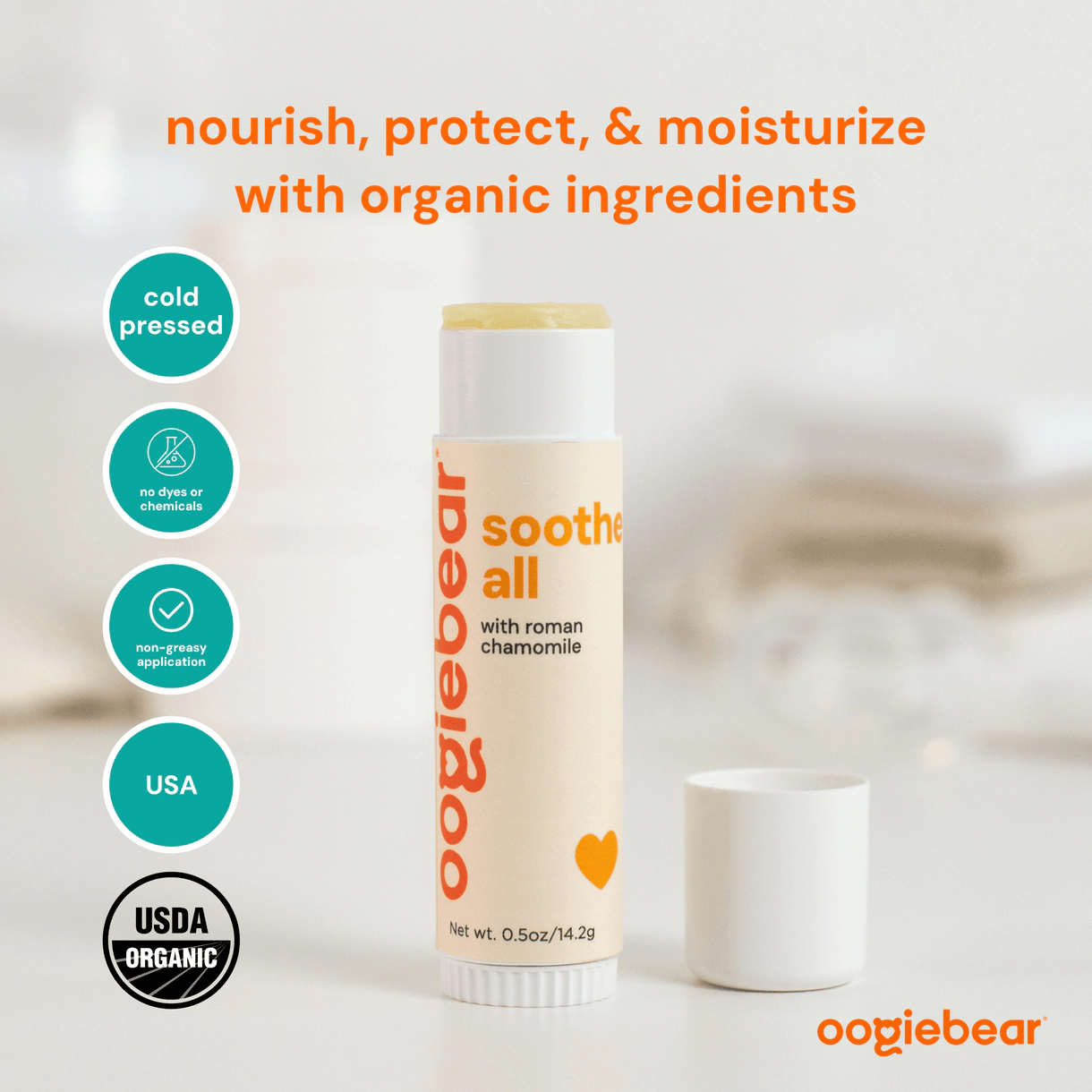 oogiebear Soothe All Organic Balm 0.5 oz - USDA Organic, Non-Greasy Baby Moisturizer