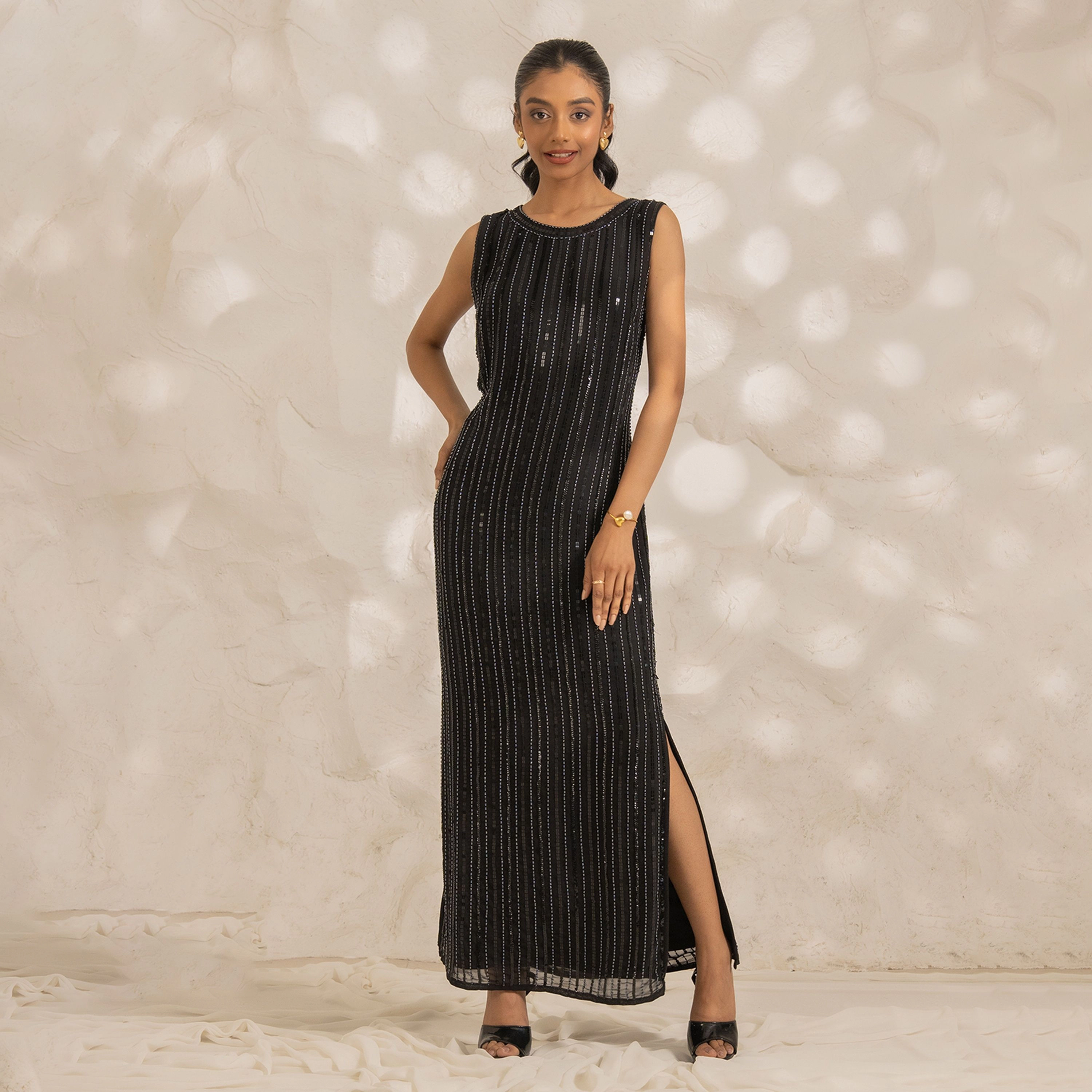 Rose & Nancy Women's Aurora Navy Blue Sequin Midi