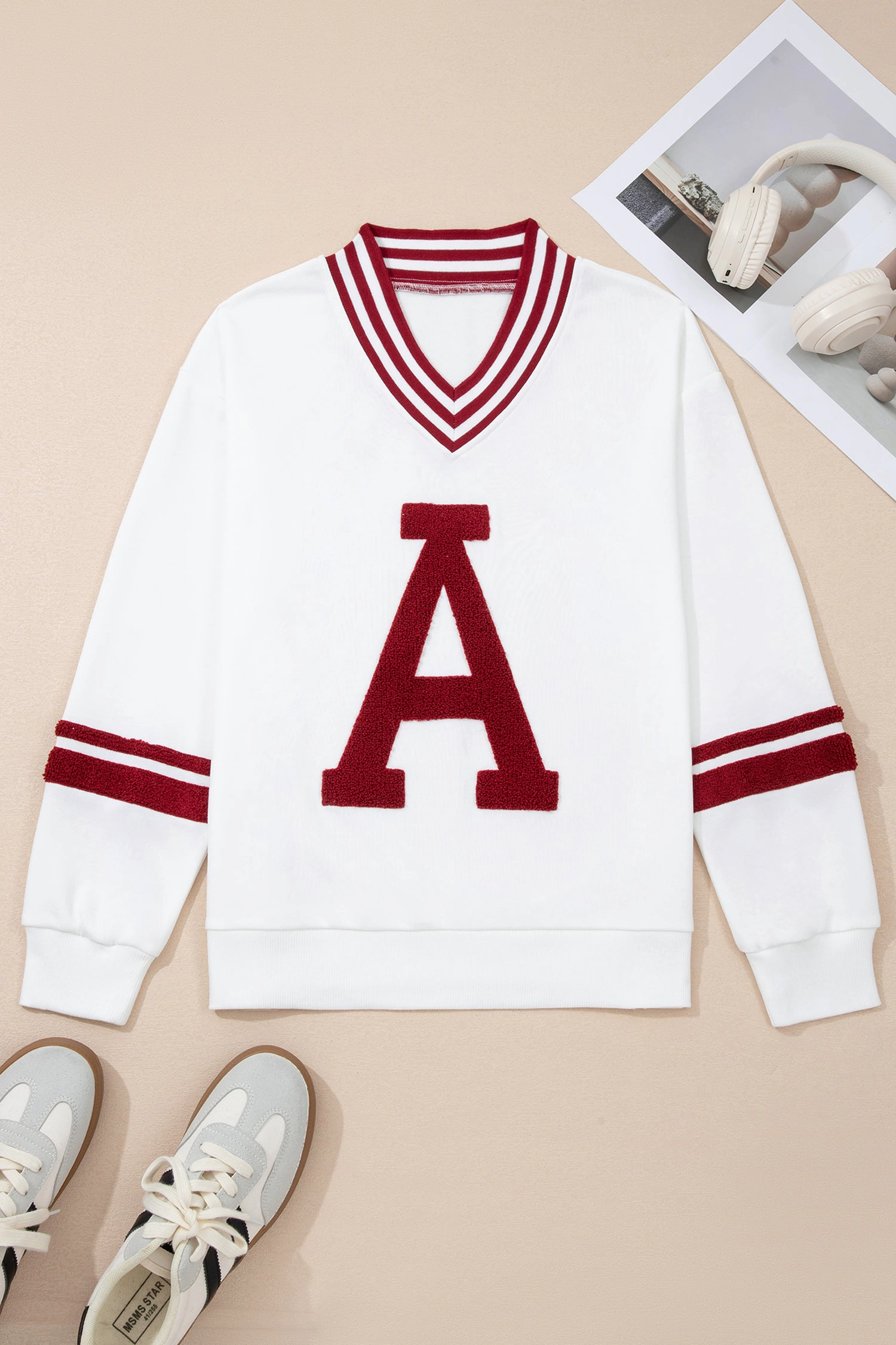 Threaded Pear Women's Esme Striped Puff Sleeve Sweatshirt