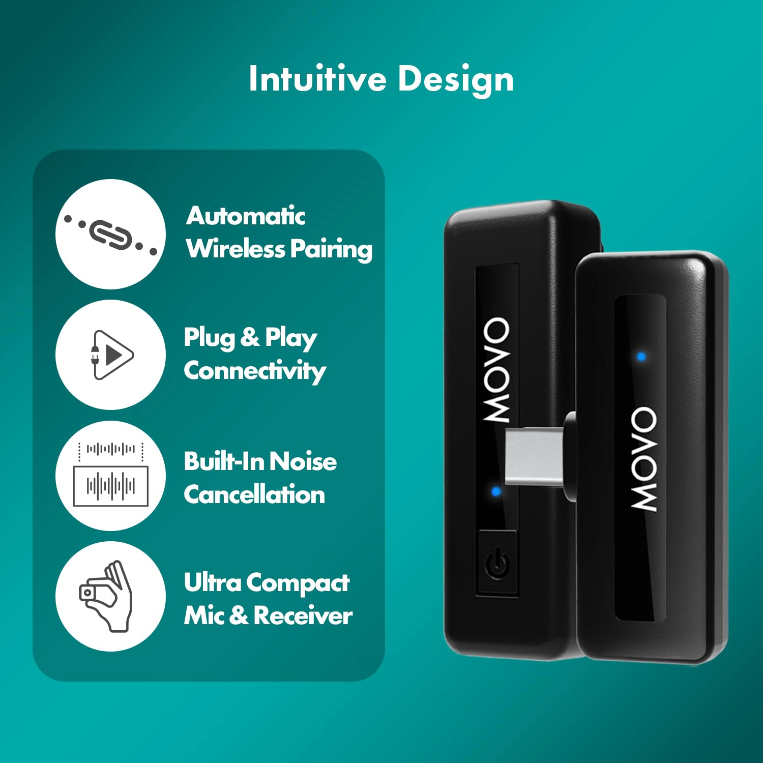 Movo Wireless Mini UC USB-C Wireless Microphone for Android - Lavalier Mic for Android Phones, Laptops, iPad Pro