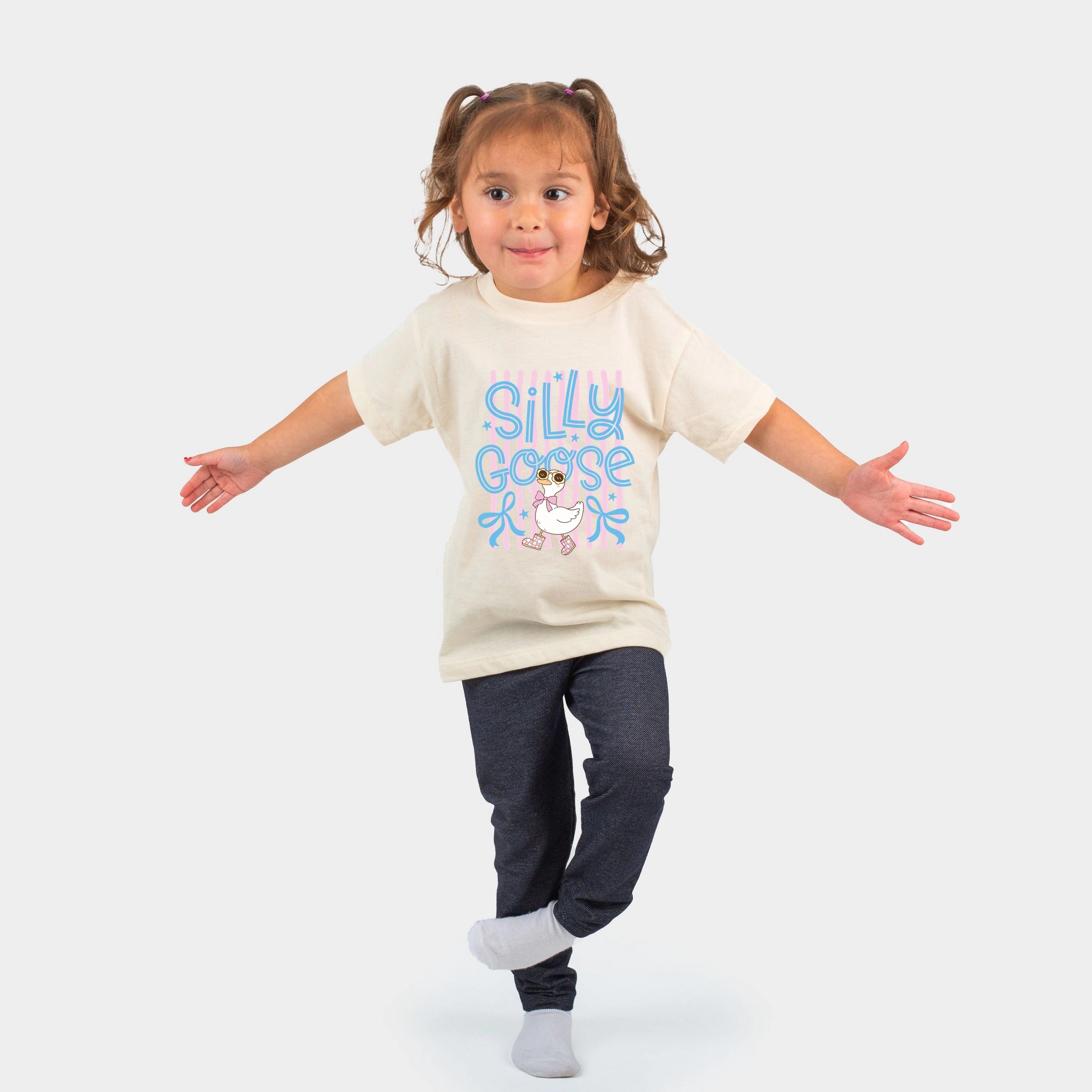 The Juniper Shop - Silly Goose Stripes Toddler Short Sleeve Graphic T-Shirt