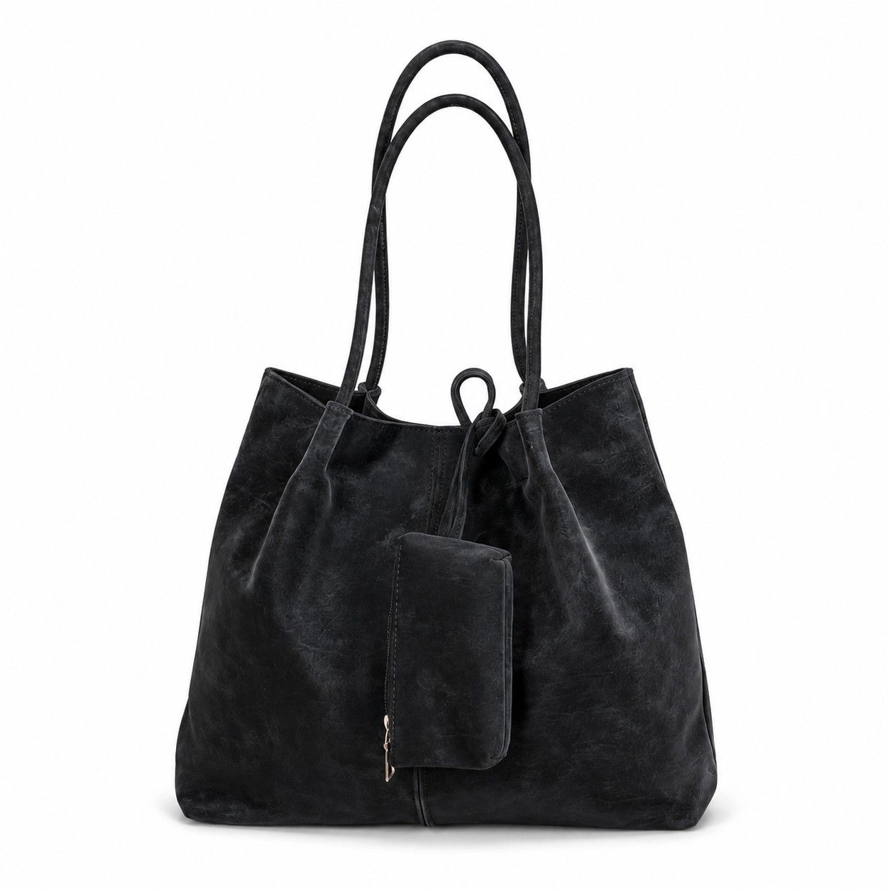 Alilang Women's Soft PU Leather Tote Bag with Removable Pouch and Shoulder Handles, Khaki