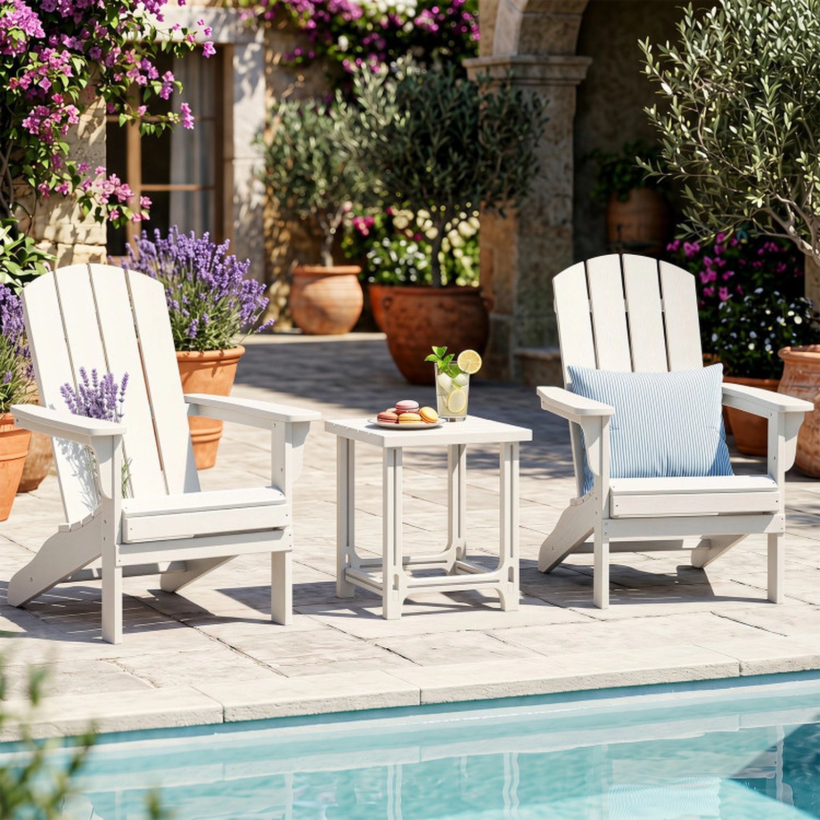 SUGIFT 0-Fastener Snap-Fit HDPE Adirondack Side Table 315-lb Capacity 18.5-in Square Top 18.5-in Tall 1-Pc White