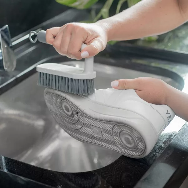 OU Scrub Brush w/ Ergonomic Handle, All Purpose Heavy Duty Cleaning Scrubber w/ Scraper Edge & Hanging Loop