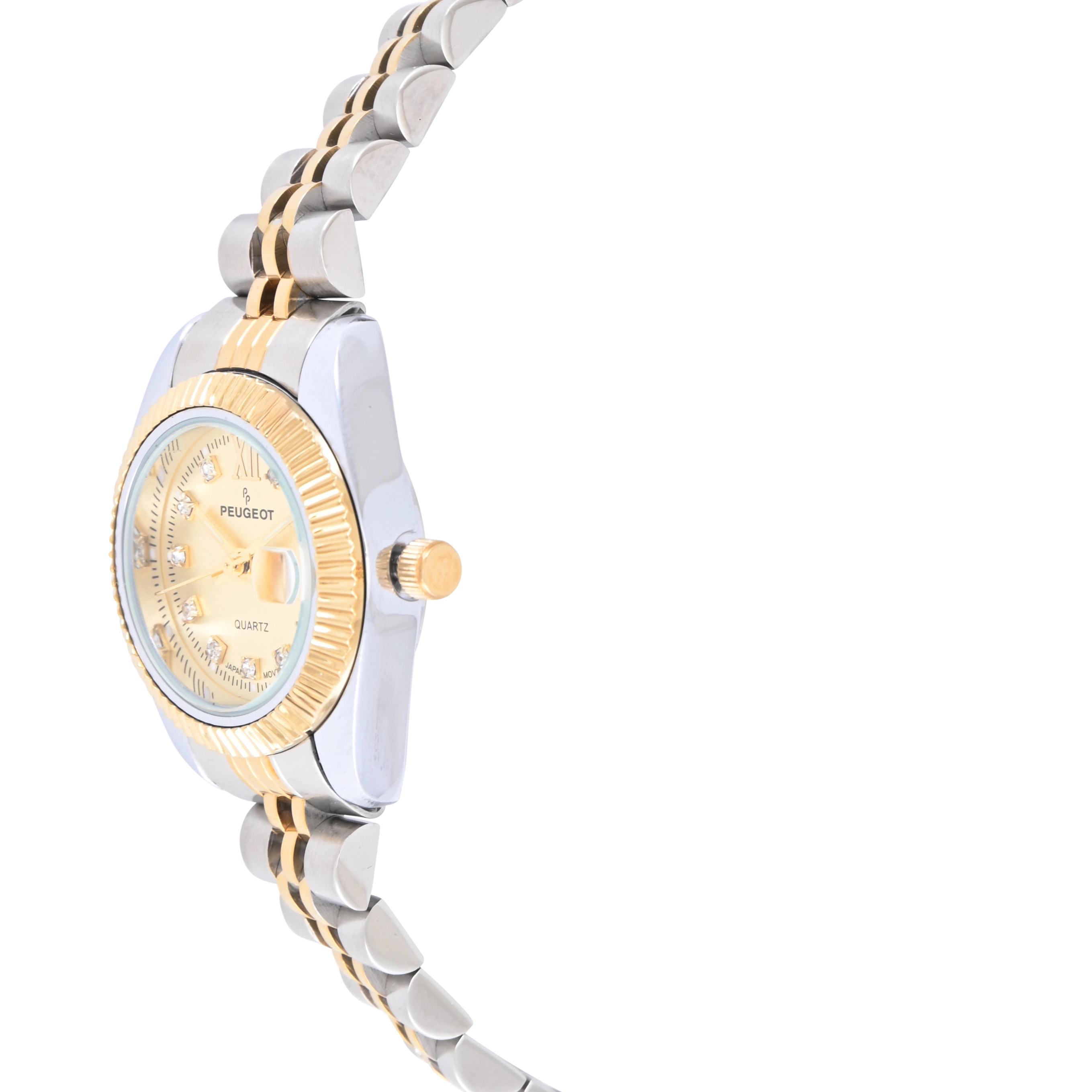 Peugeot Women's Two-Tone 25mm Fluted Bezel Steel Bracelet Watch