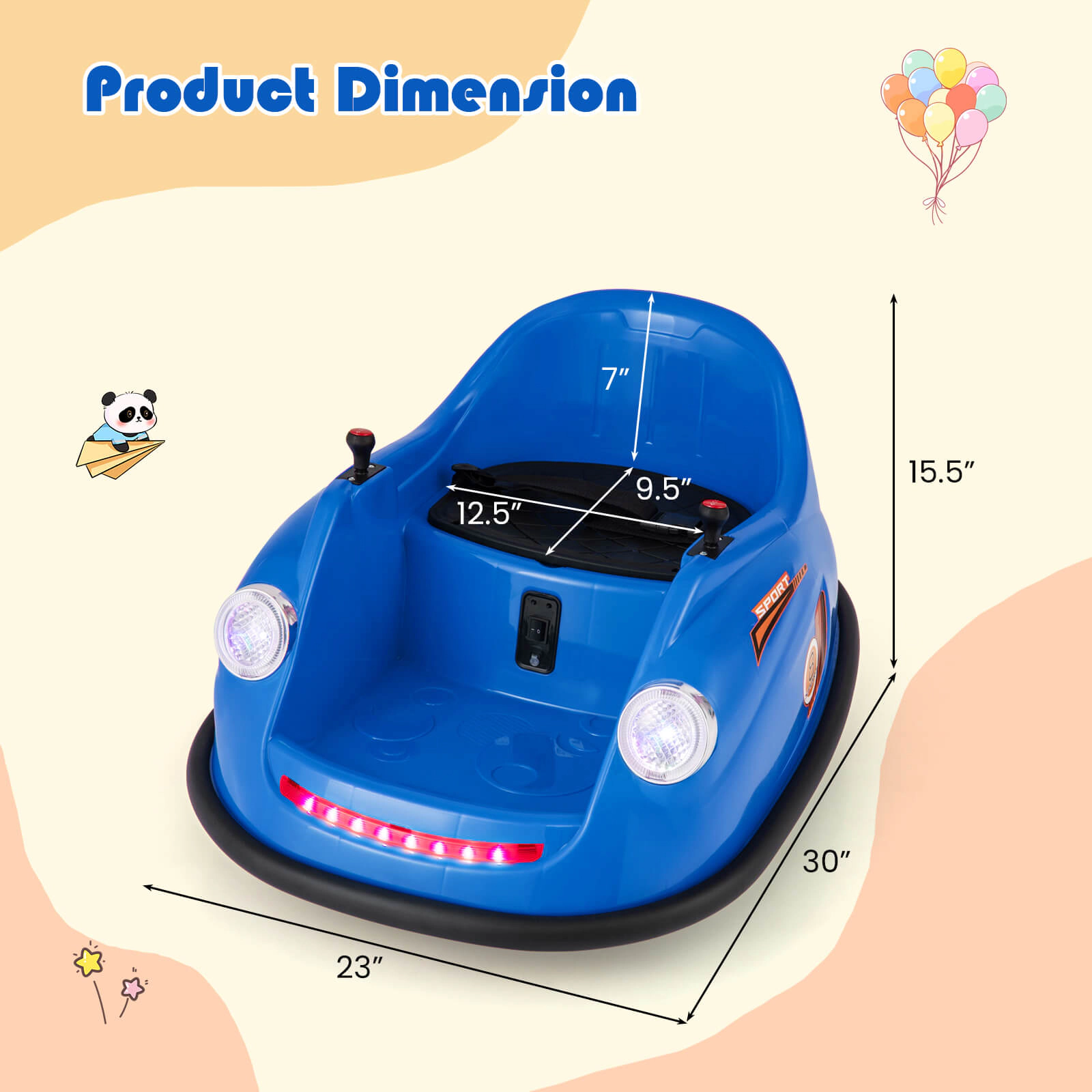 Costway Ride on Bumper Car for Kids with Remote Control 362 Degree Spin LED Light Navy