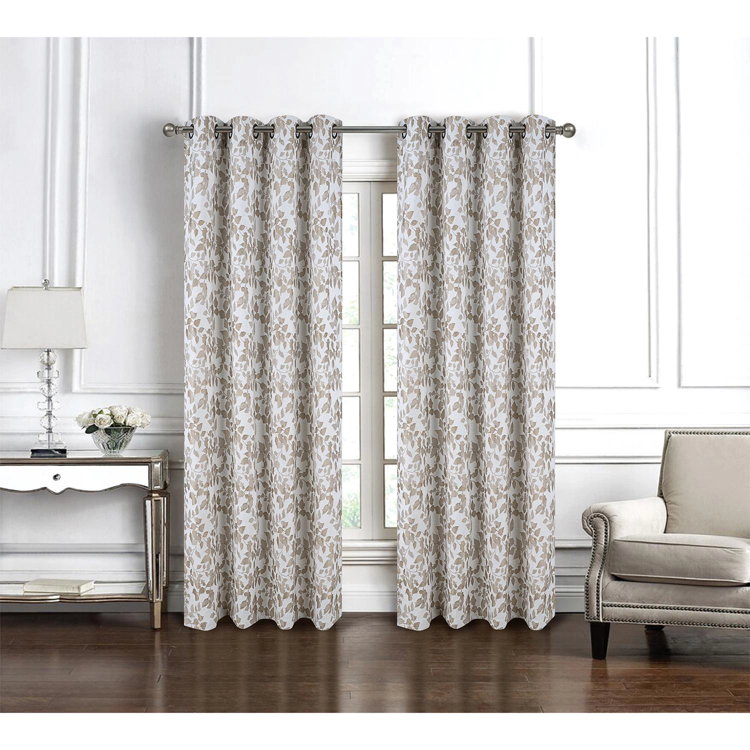 RT Designer Collection Brent Jacquard Luxurious Decorative Grommet Curtain Panel 54" x 84" Taupe