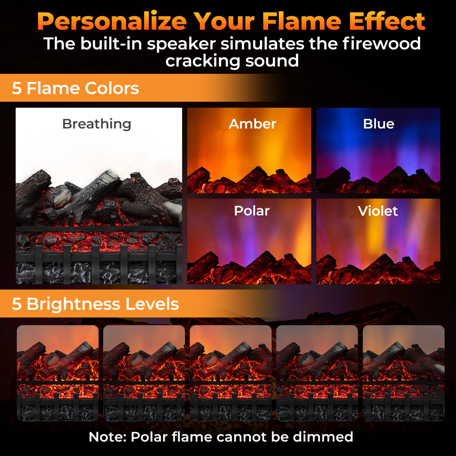 SlickBlue 1500W Infrared Electric Fireplace Logs with Smart Control