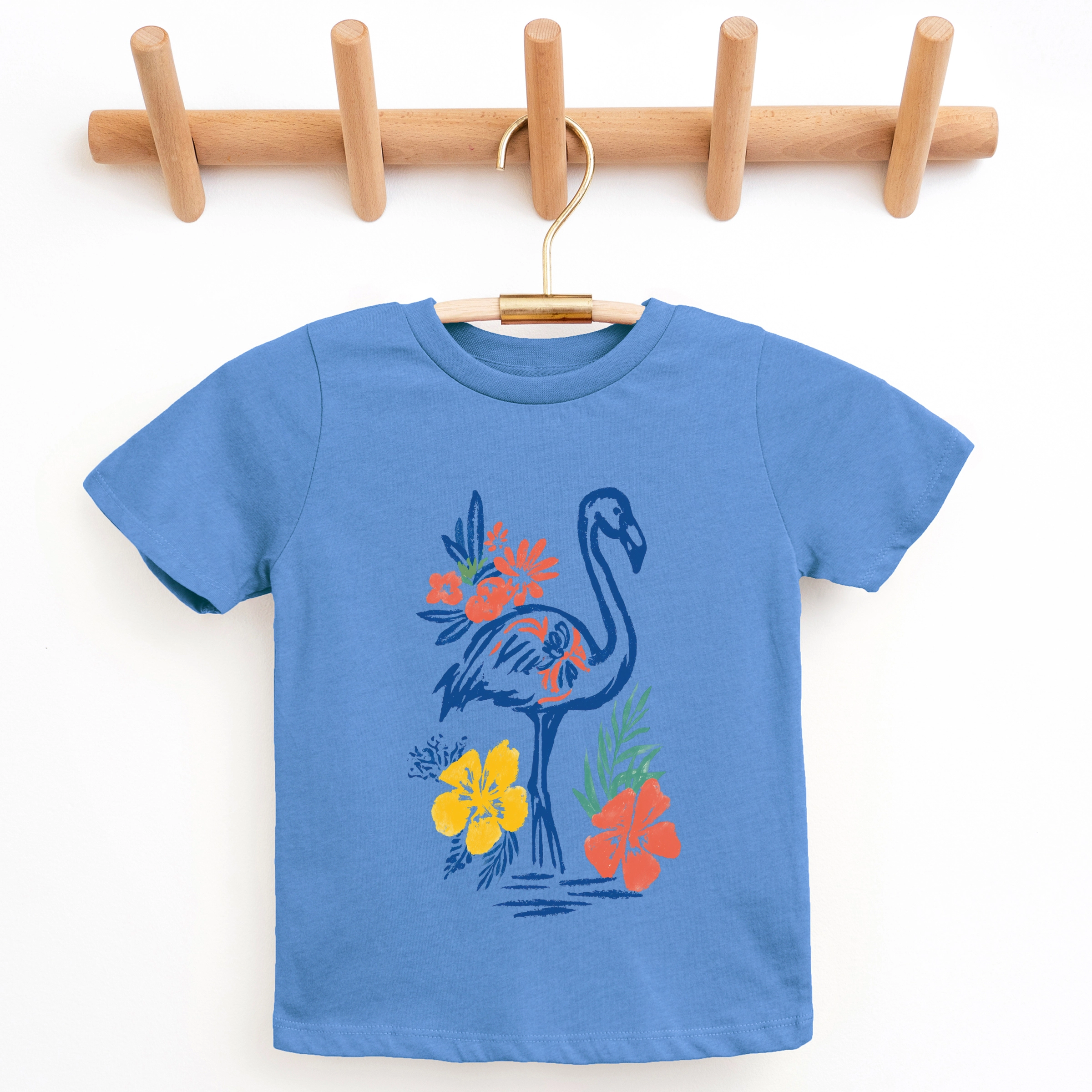 The Juniper Shop - Flamingo Flowers Outline Youth Short Sleeve Graphic T-Shirt