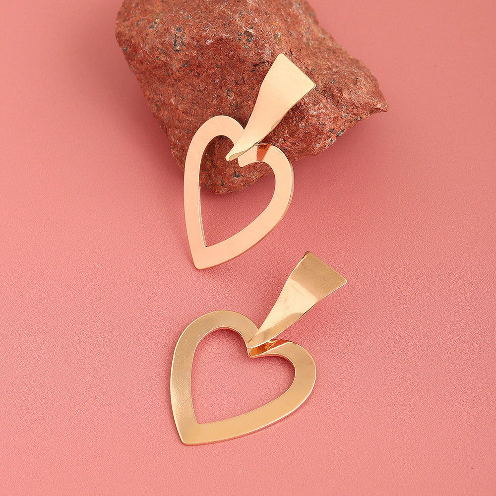 SOHI Women's Gold-Tone Heart Drop Earrings