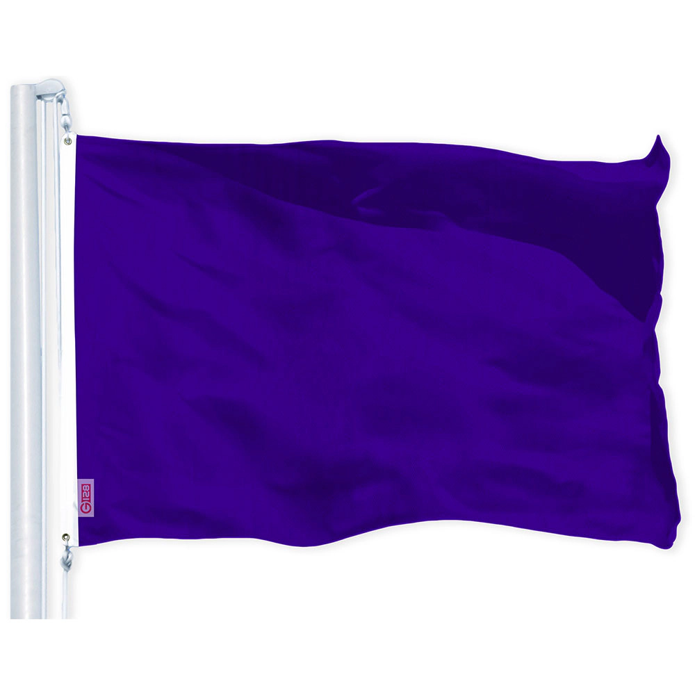 G128 Solid Violet Flag - 2.5 x 4 ft - 150D Heavyweight Polyester, Brass Grommets, Double-Needle Stitching