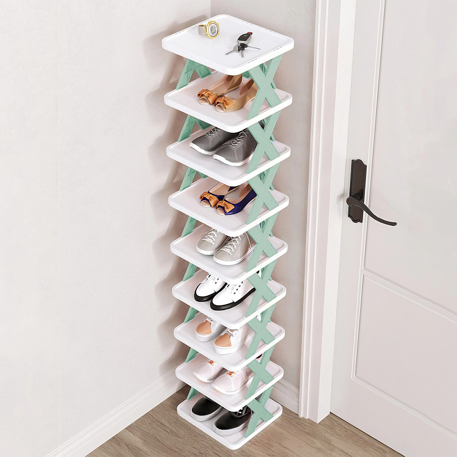 GBruno 9-Tier Vertical Shoe Rack Space-Saving Organizer
